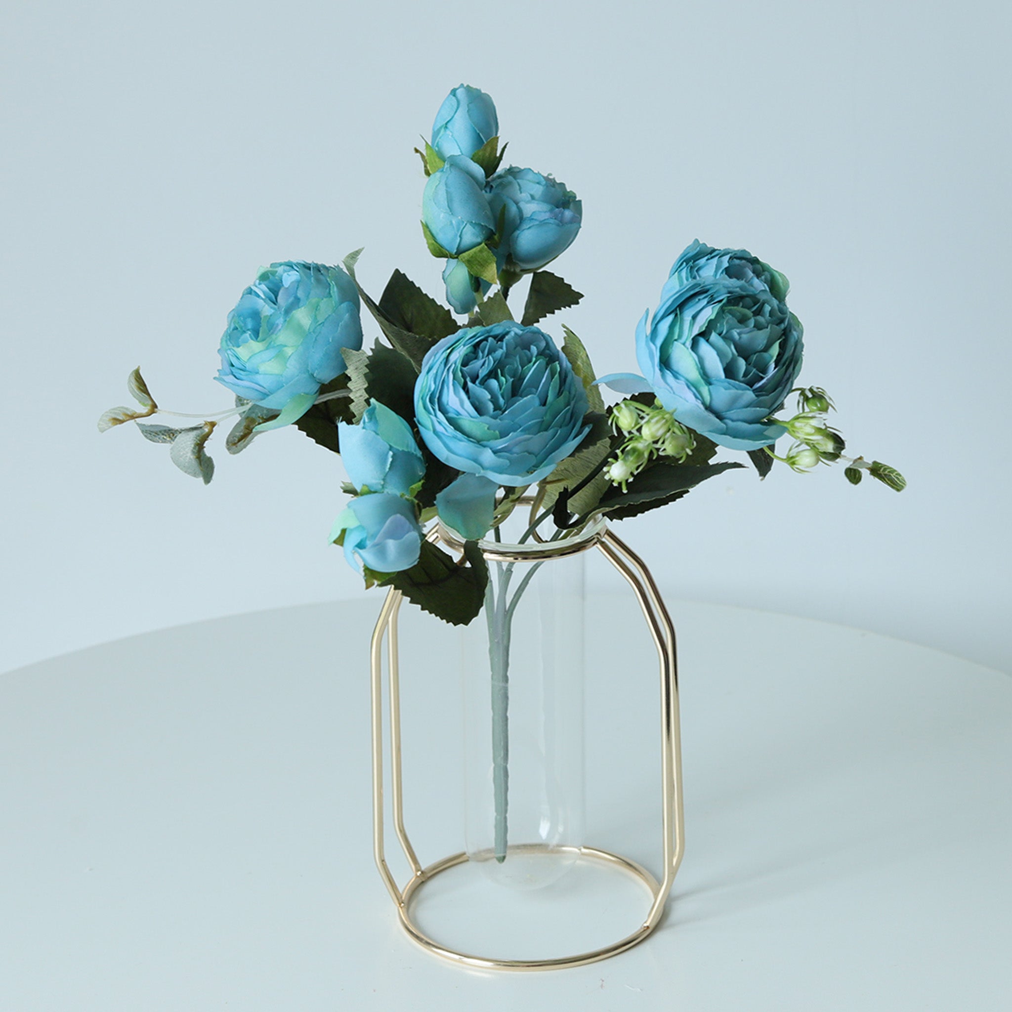 Small Silk Peony Bouquet Fake Flowers Bunches for Wedding