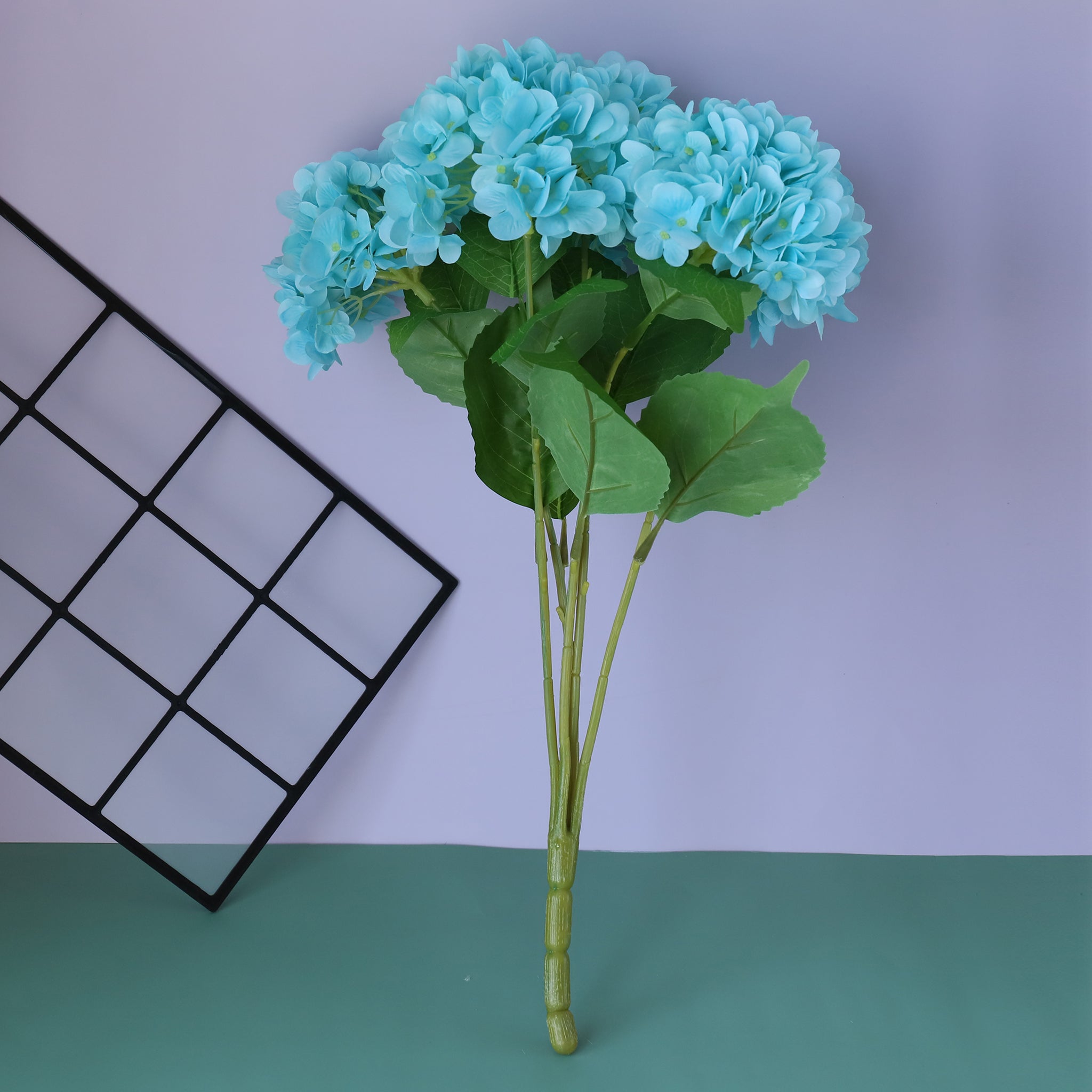 Fake Hydrangea Bush White Blue Teal Spa