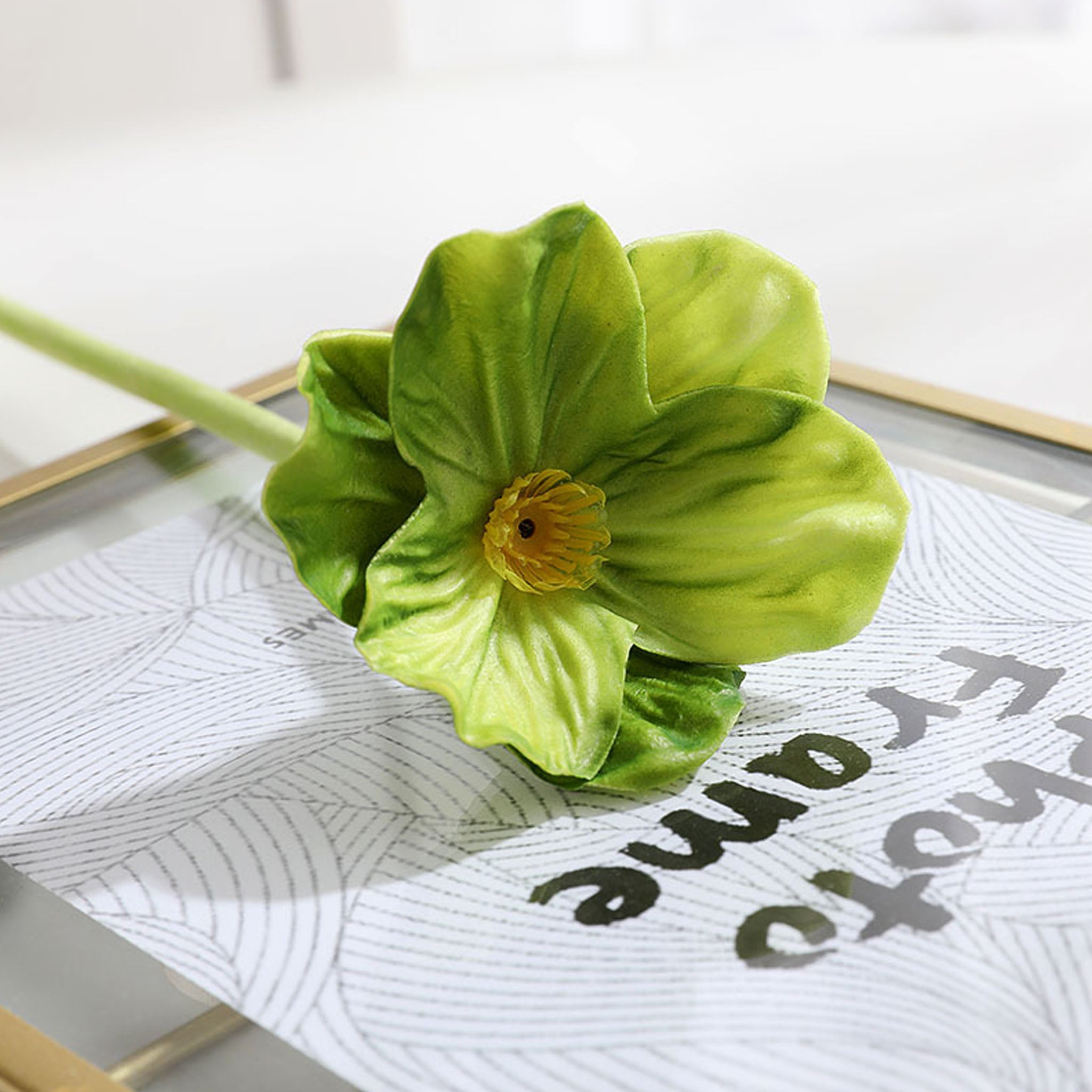 Artificial Poppies Green PU Real Touch Flowers