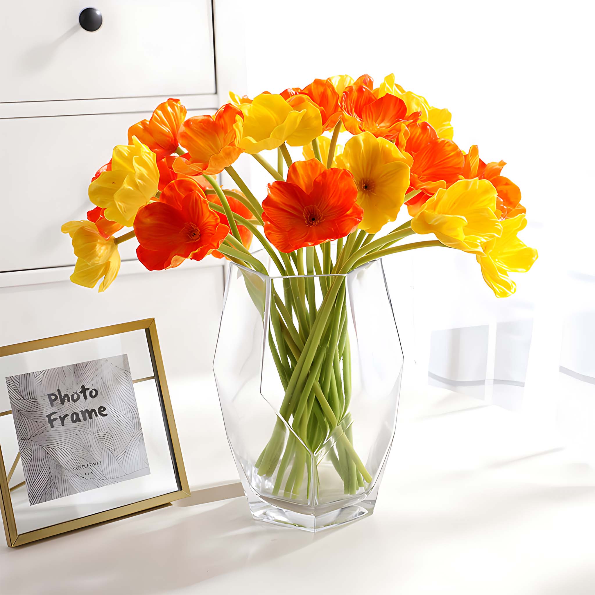 Real Touch Flowers PU Poppy Anemones 10 Blooms