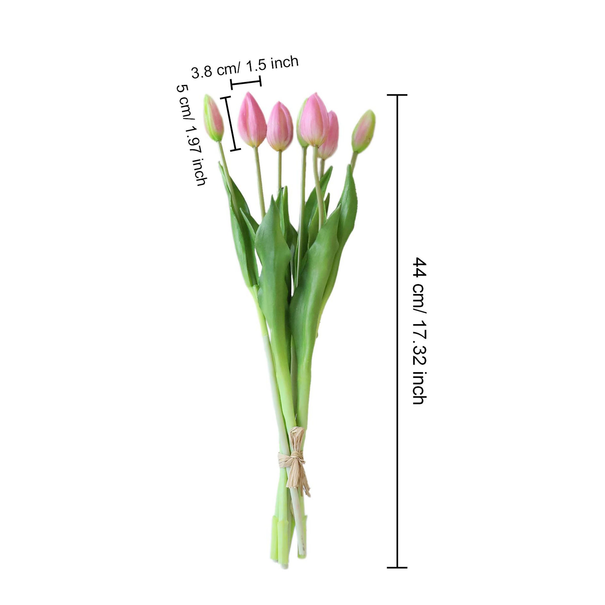 Realistic Latex Artificial Tulip Flower Bunch 17"