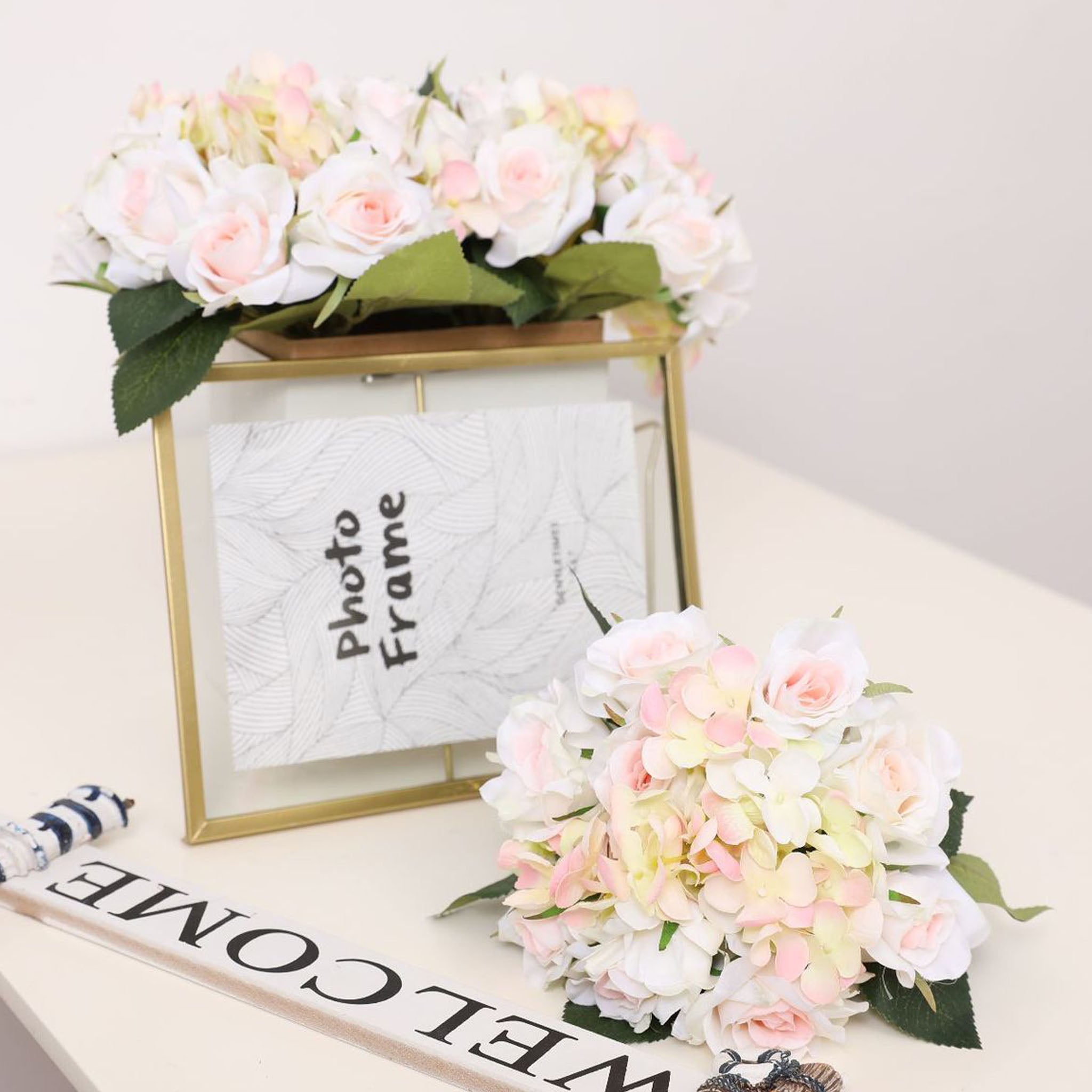 Artificial Silk Hydrangea Rose Mixed Bouquet