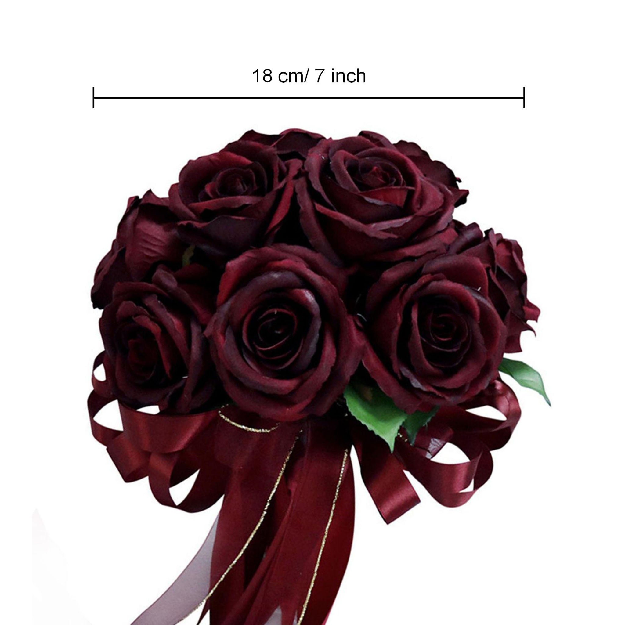 Burgundy Wedding Bouquet Silk Flower Bouquet of Dark Red Roses