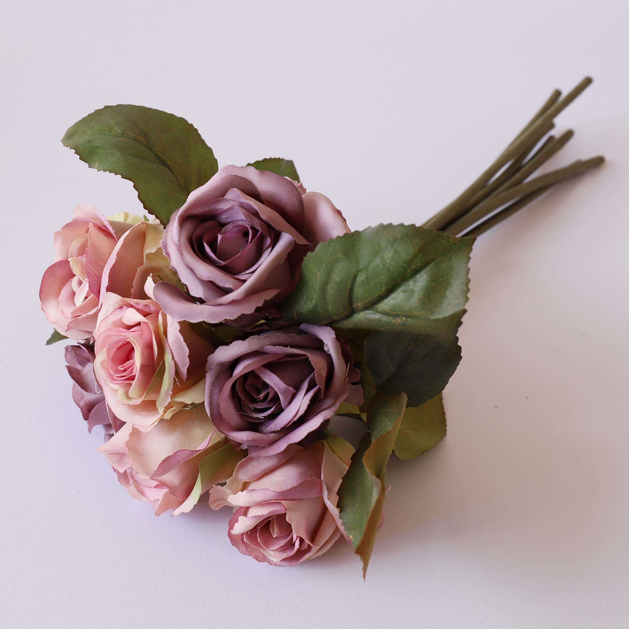 Fall Wedding Flowers Silk Rose Bouquet Vintage Colors For diy Crafts Gray Blue Bouquet