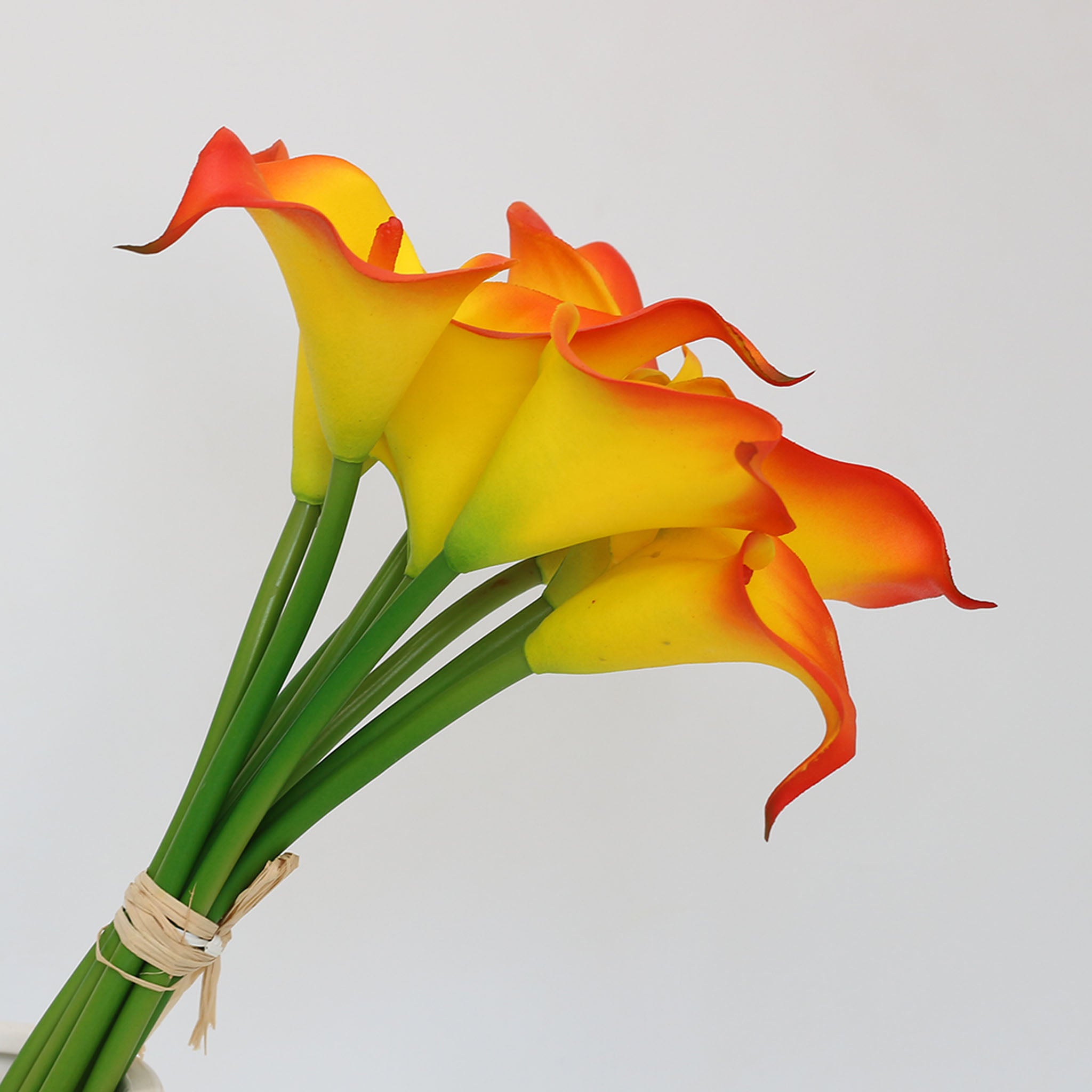 Burnt Orange Flowers Latex Calla Lilies Real Touch Lily Bouquet