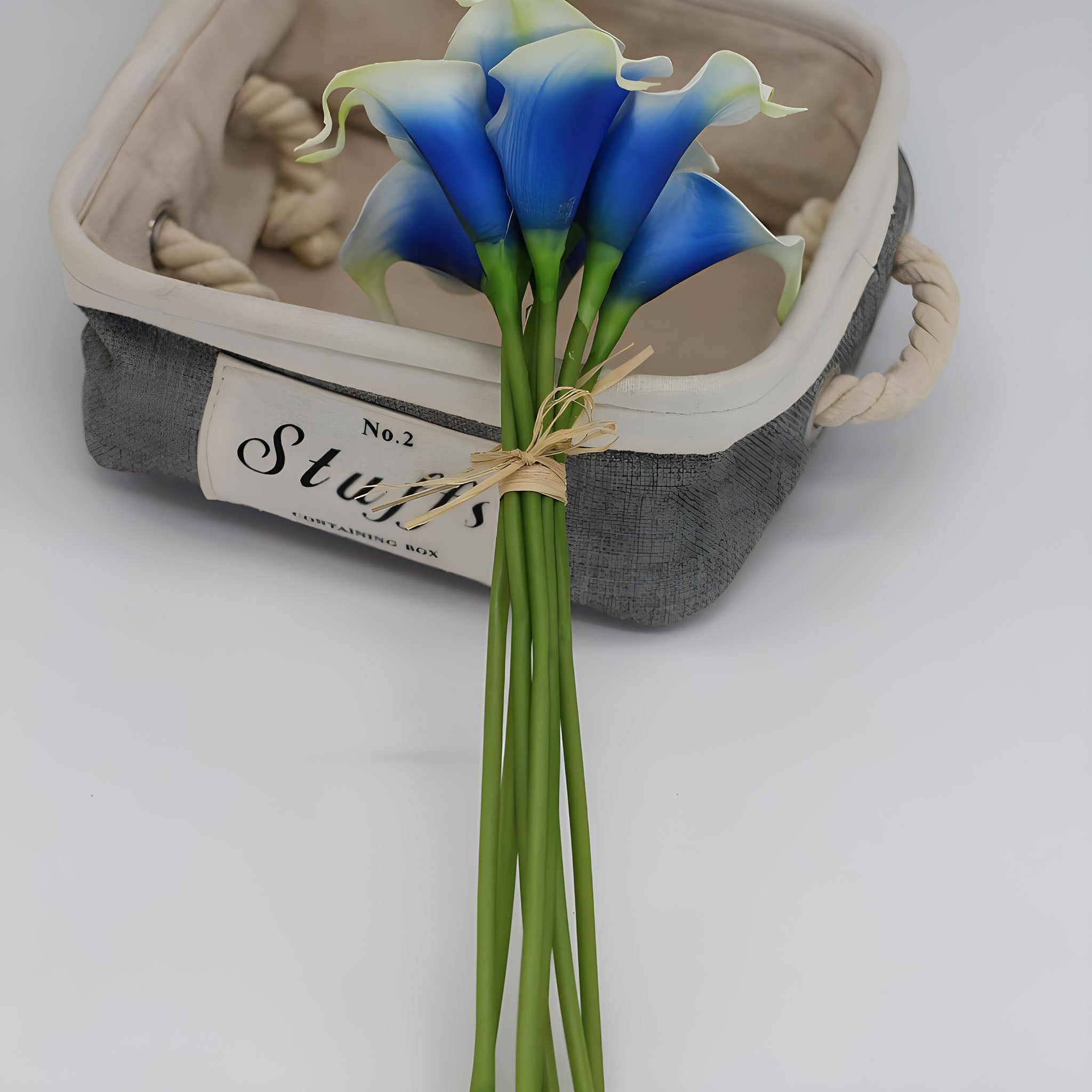 Artificial Flowers Real Touch Calla Lily Bouquet Picasso Blue