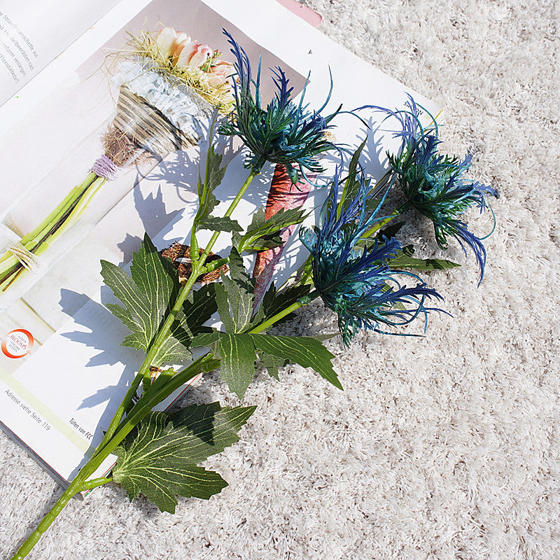 Artificial Eryngiums Blue Thistle Spray Eryngo for DIY Wedding Bouquet