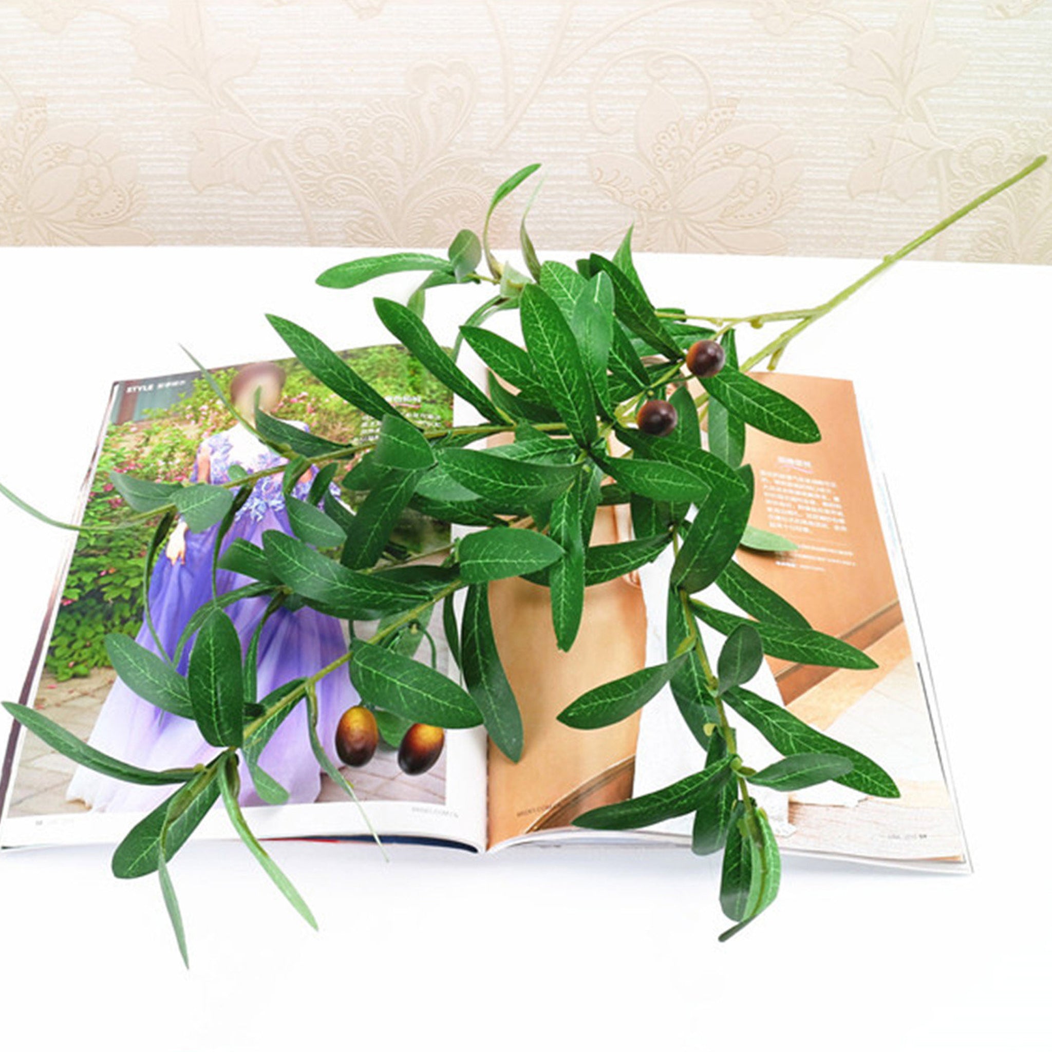 Artificial Plants Greenery Leaf Olive Branch Faux Plant 10 Stems