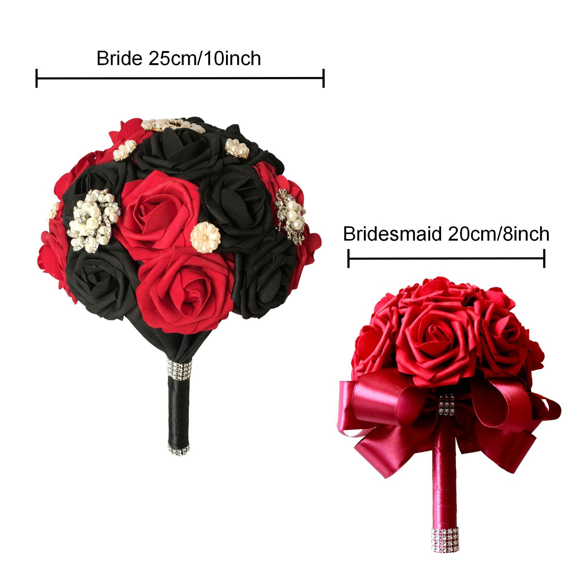 Dark Red White Black Roses Artificial Flower Bouquet