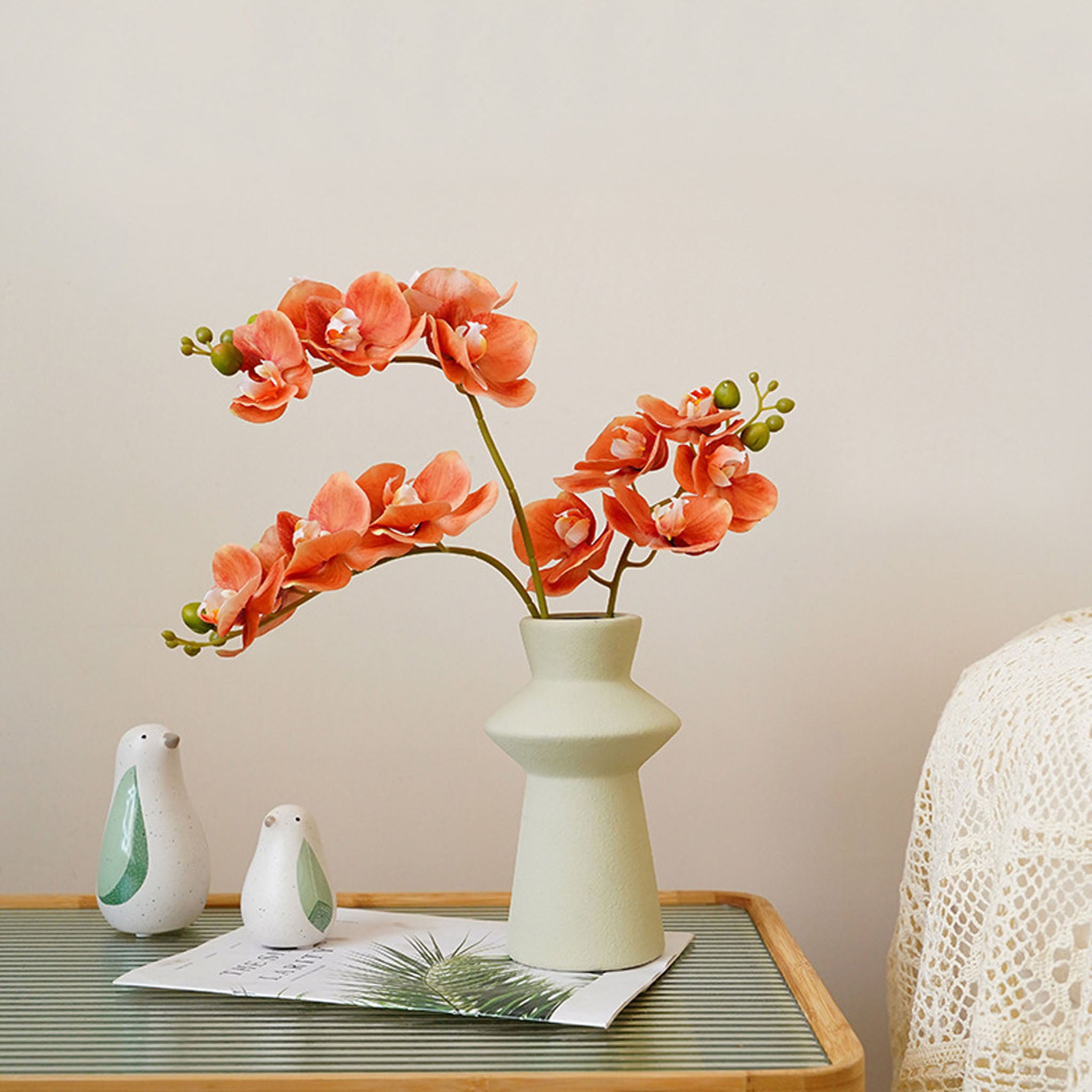 Small Artificial Orchid Flower Stem 18 inch