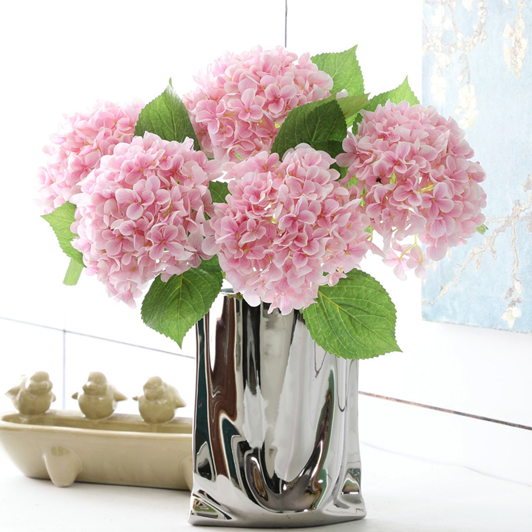 Realistic Fake Hydrangea Flowers 18"