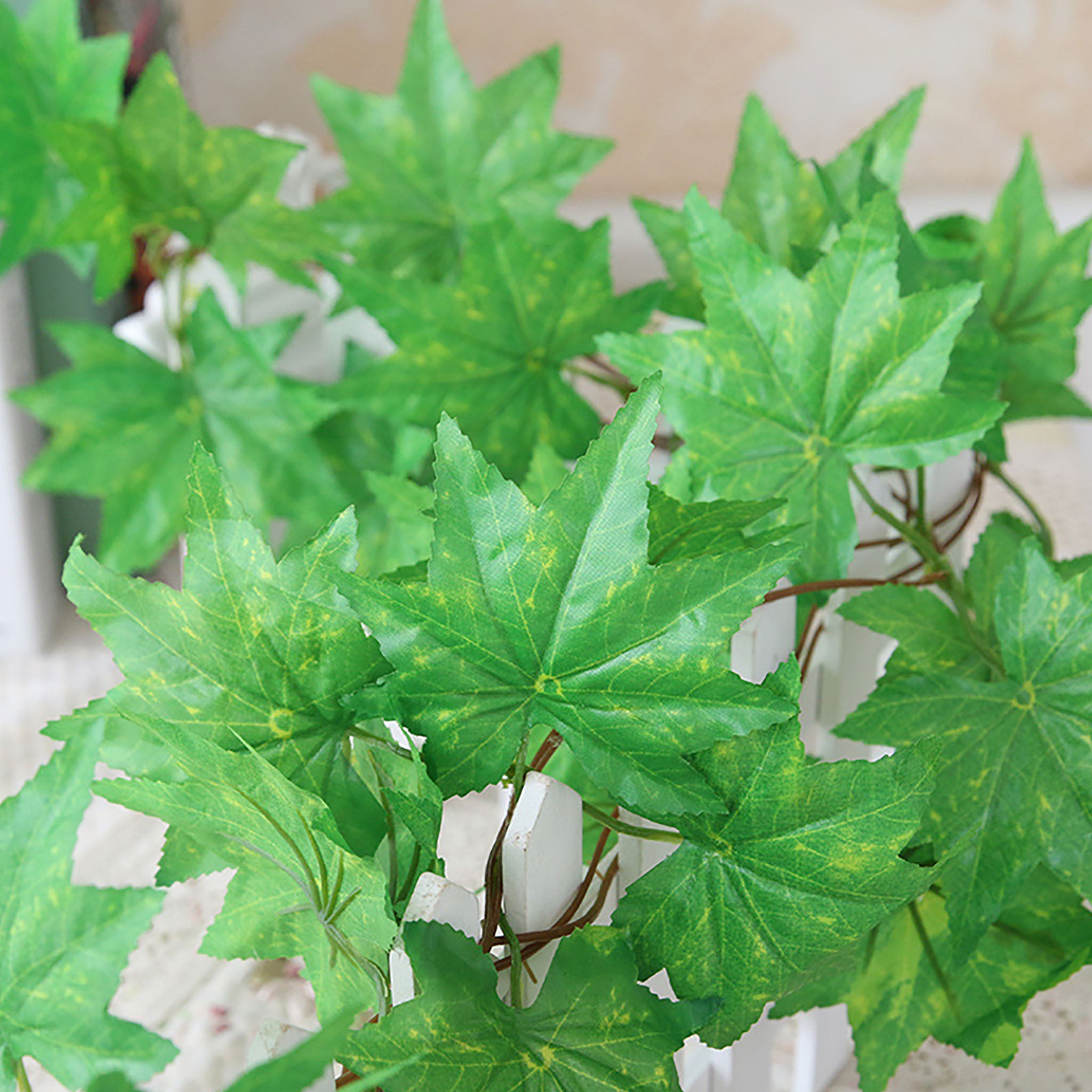 Artificial Green Maple Leaf Garland for Wall Decor