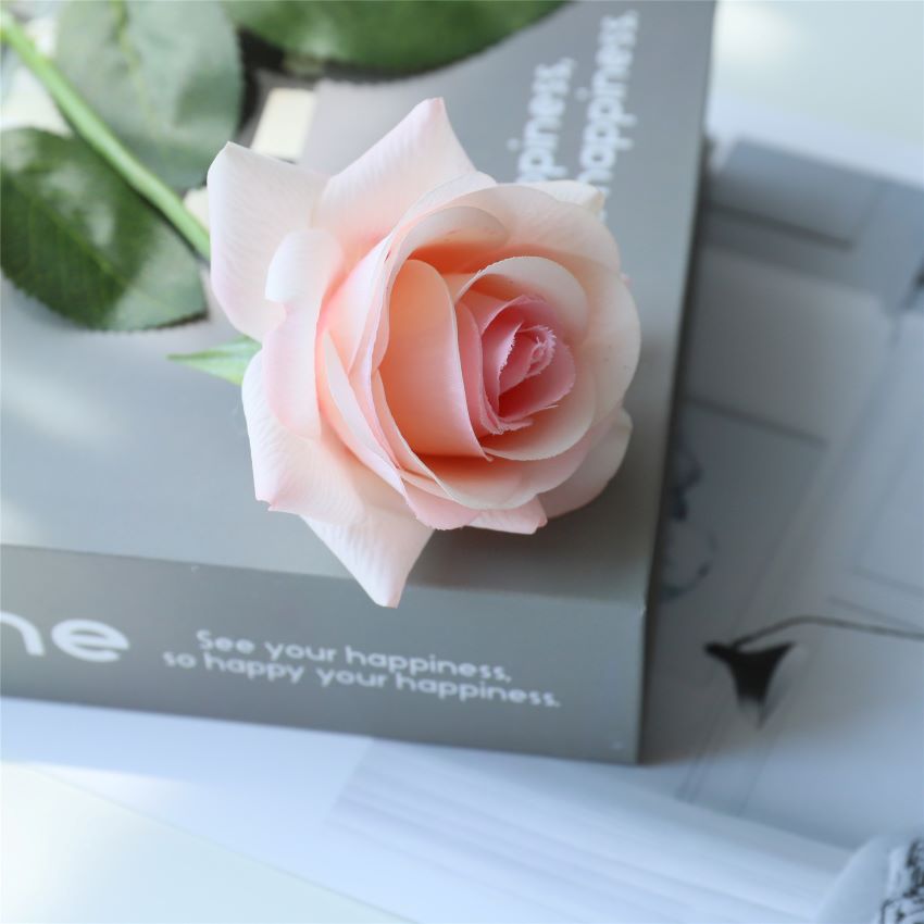 Real Touch Blush Pink Roses for Bridal Bouquet DIY Wedding Florals 10pcs