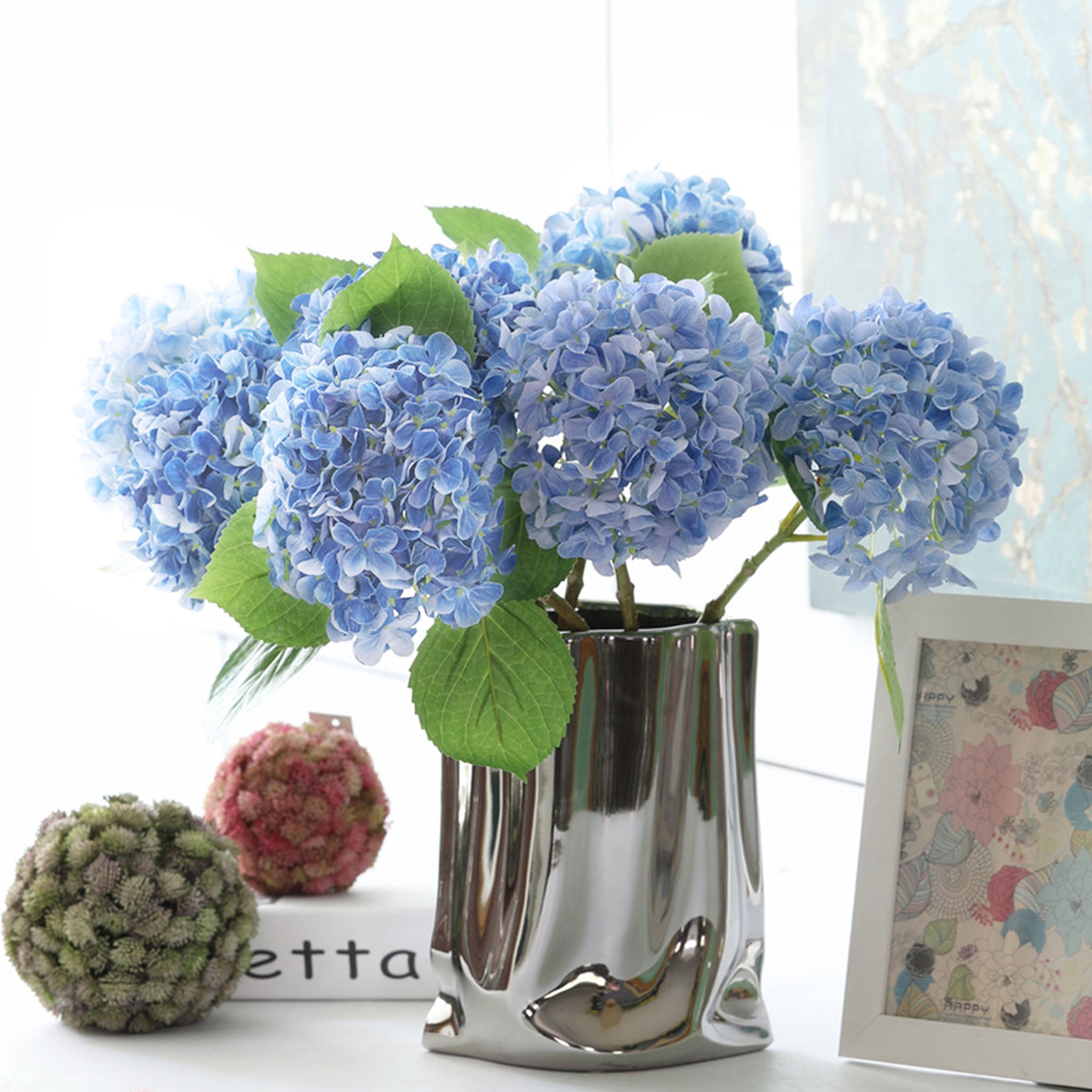 Realistic Fake Hydrangea Flowers 18"