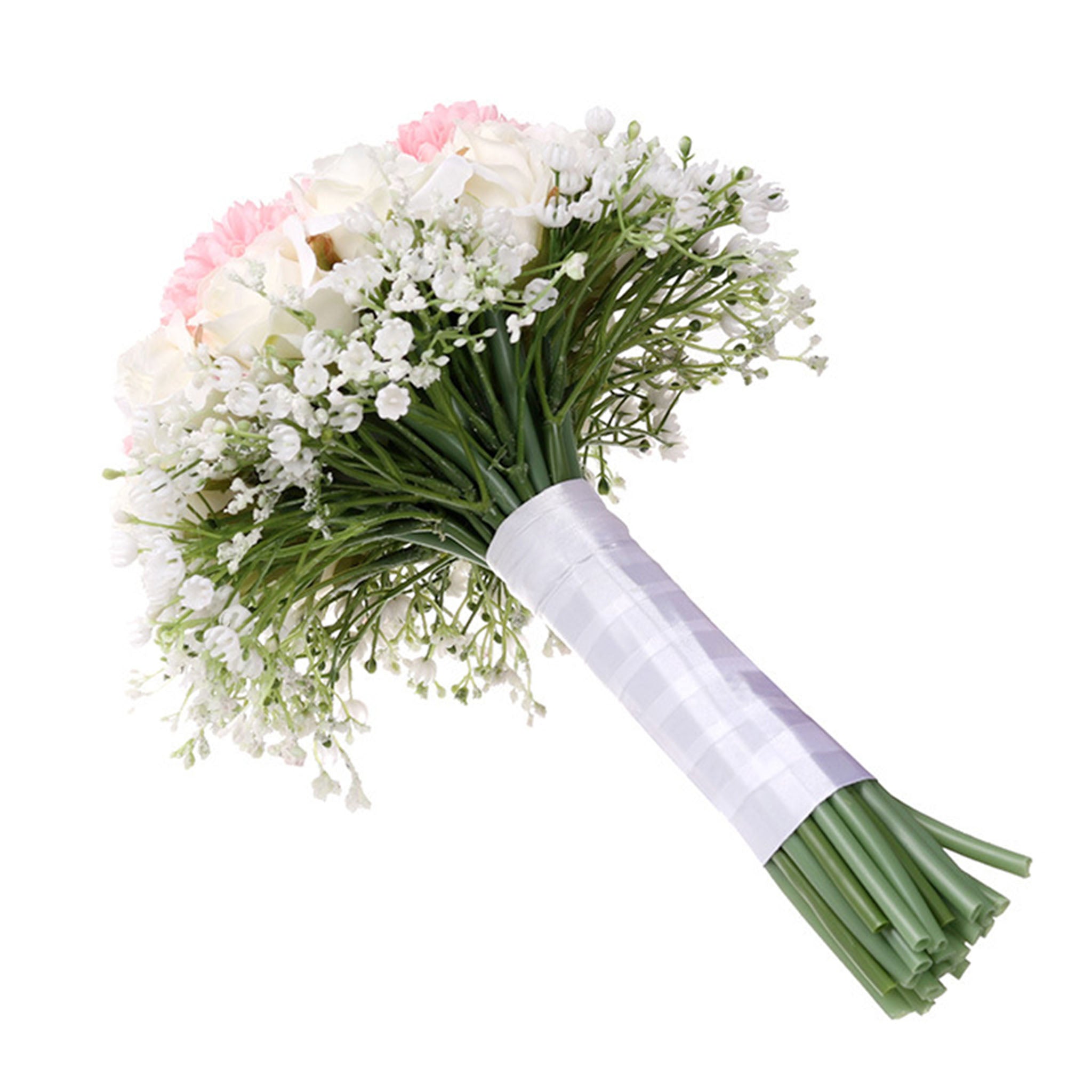 White and Pink Silk Flower Bouquet for Spring Summer Wedding