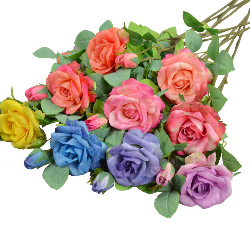 Realistic Spray Roses Artificial Flowers 26"