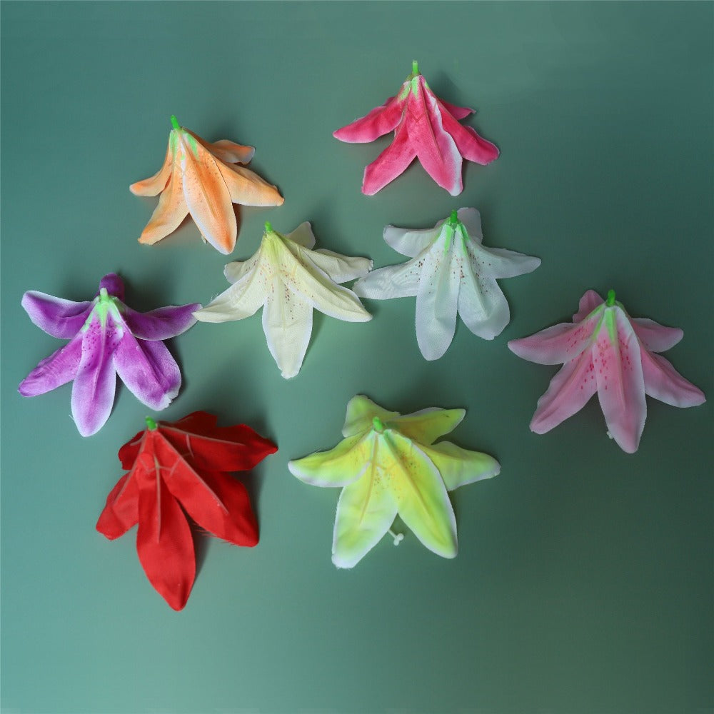 Artificial Tiger Lily Silk Flower Heads Silk Ditch Lily Flowers 100 pcs