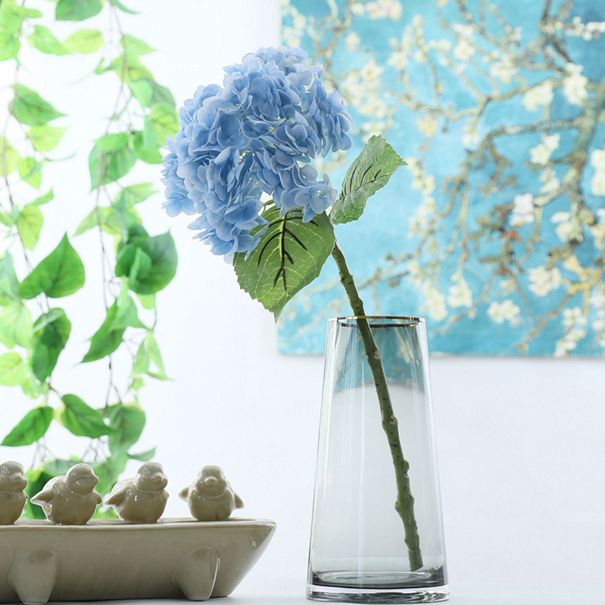 Blue Hydrangea Bush Fake Flowers Wedding Decor