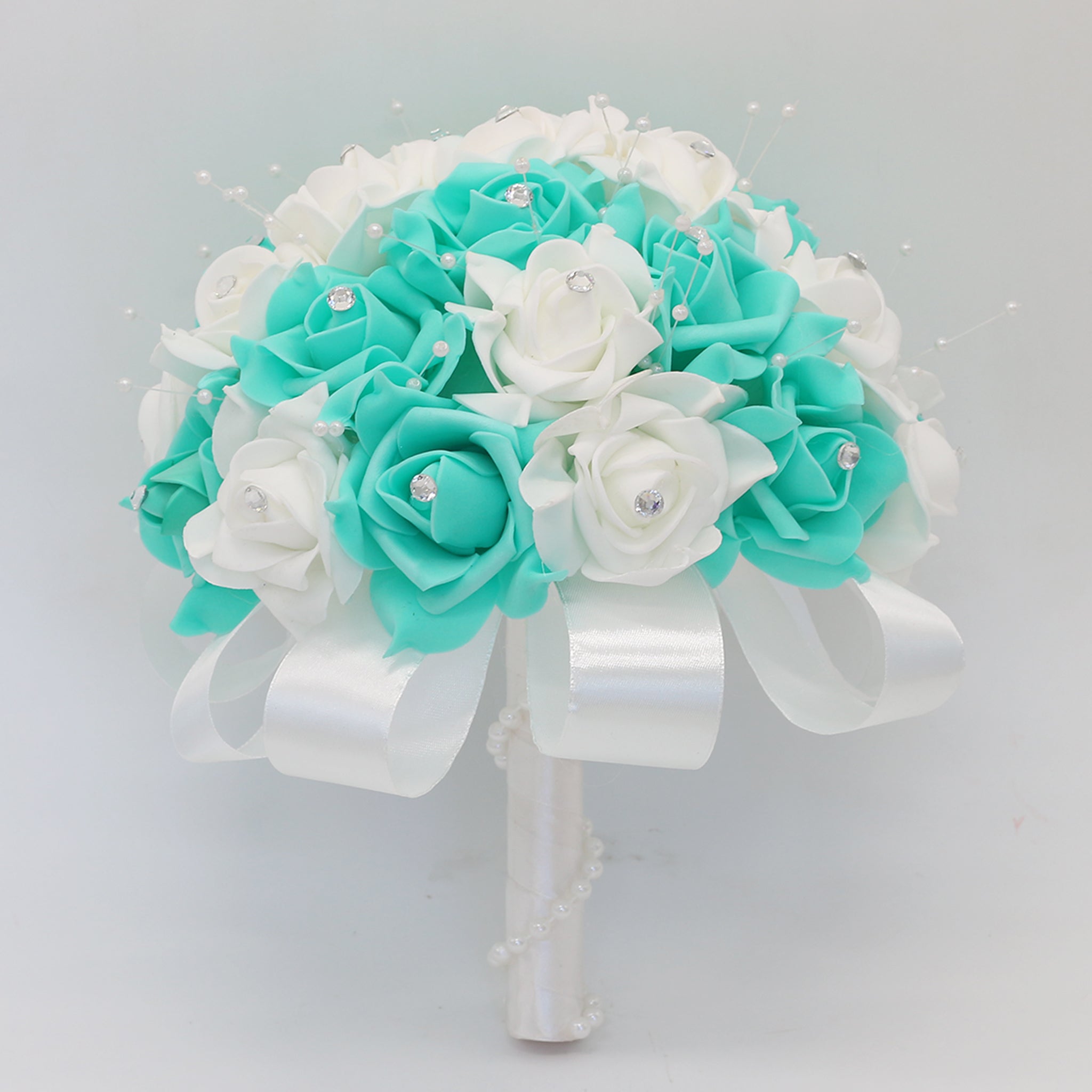 Spa Blue and White Flower Bridal Bouquet