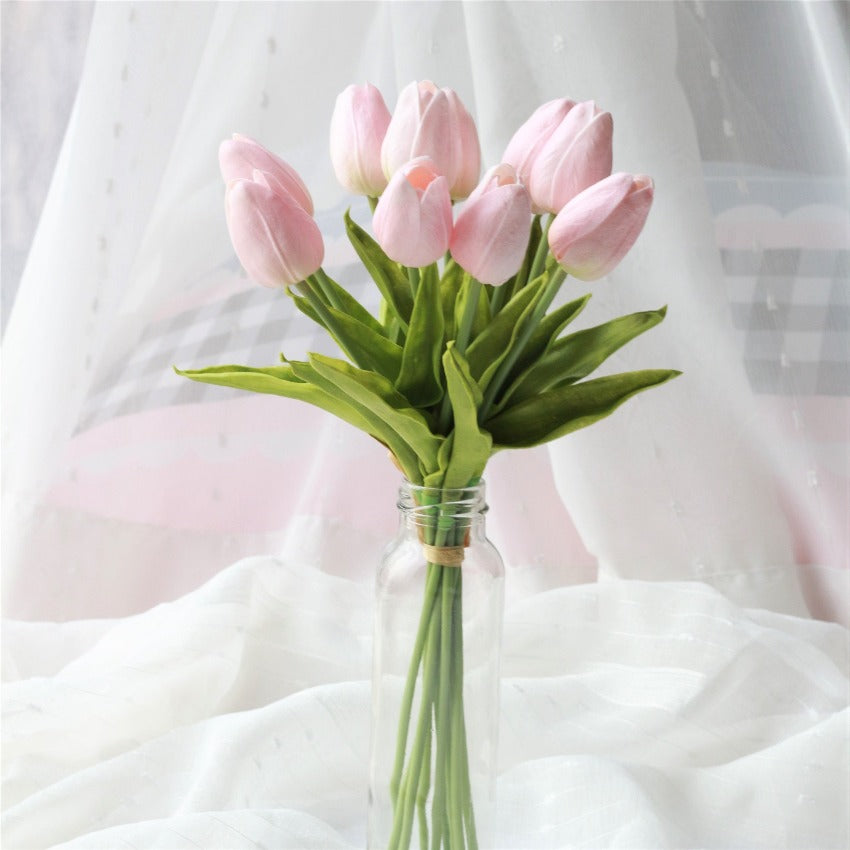 Pink Tulips Artificial Flower Bouquet for Wedding Bridal Flowers