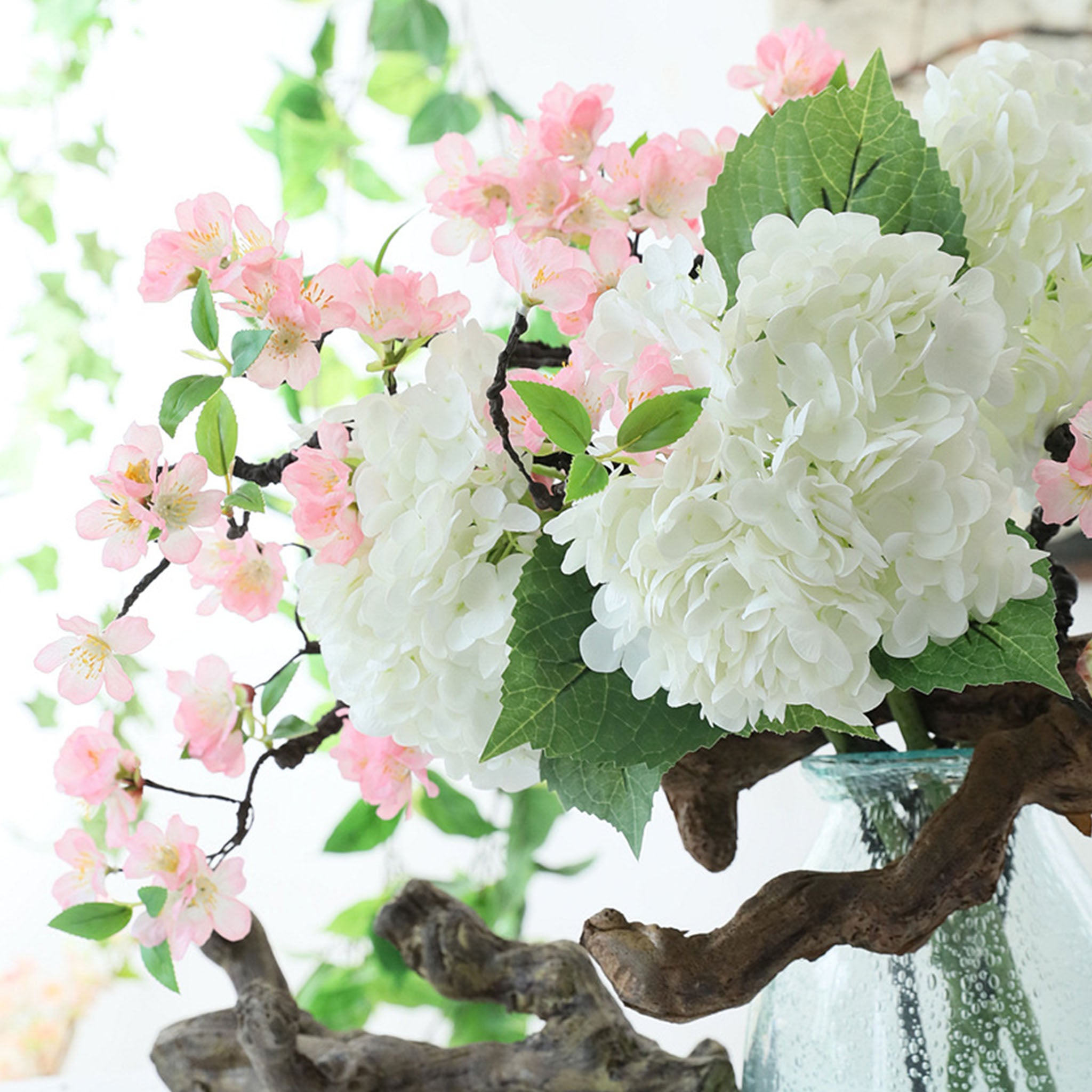 White Hydrangea Fake Flowers for Centerpieces