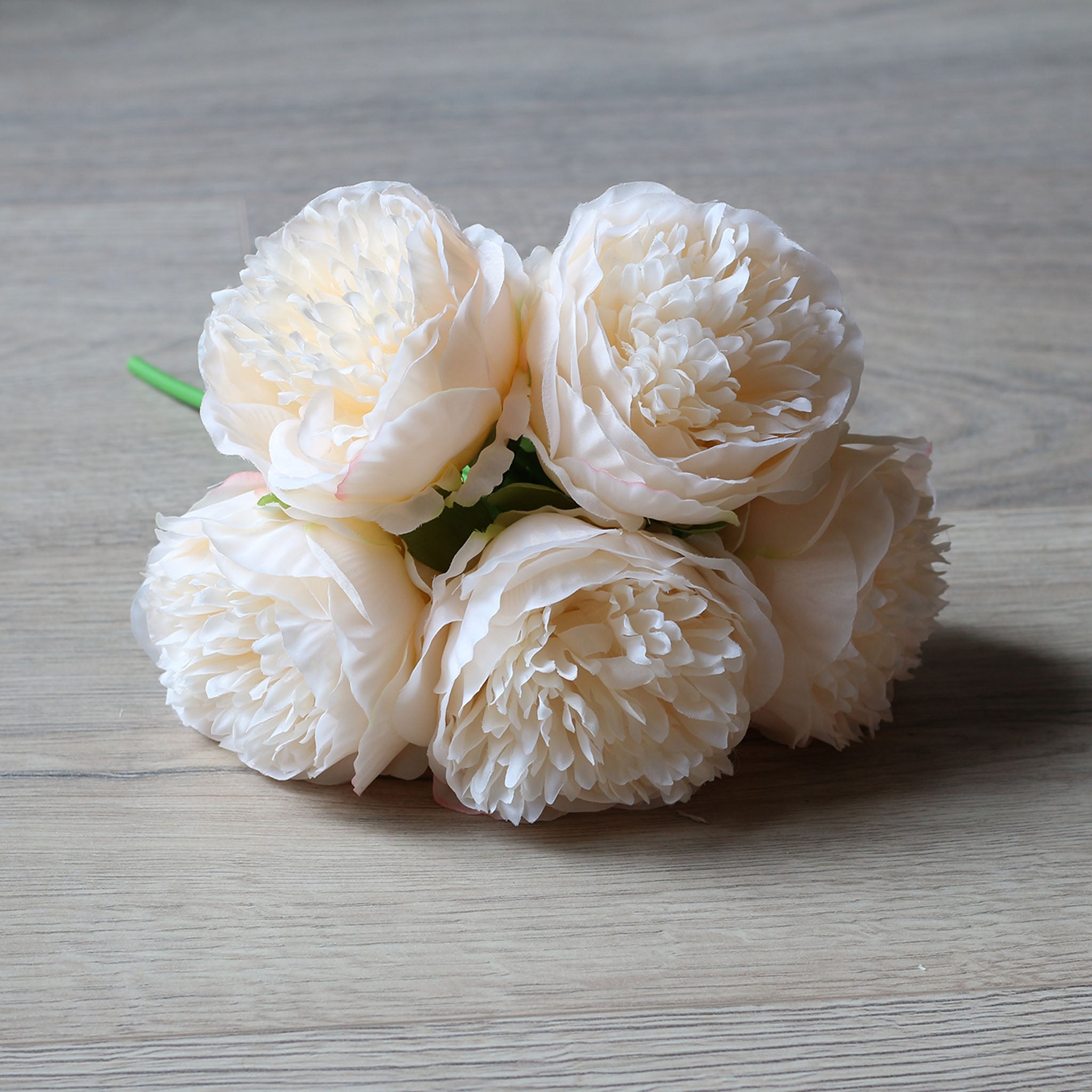 Ivory Silk Peony Bouquet Champagne Peony Bunch