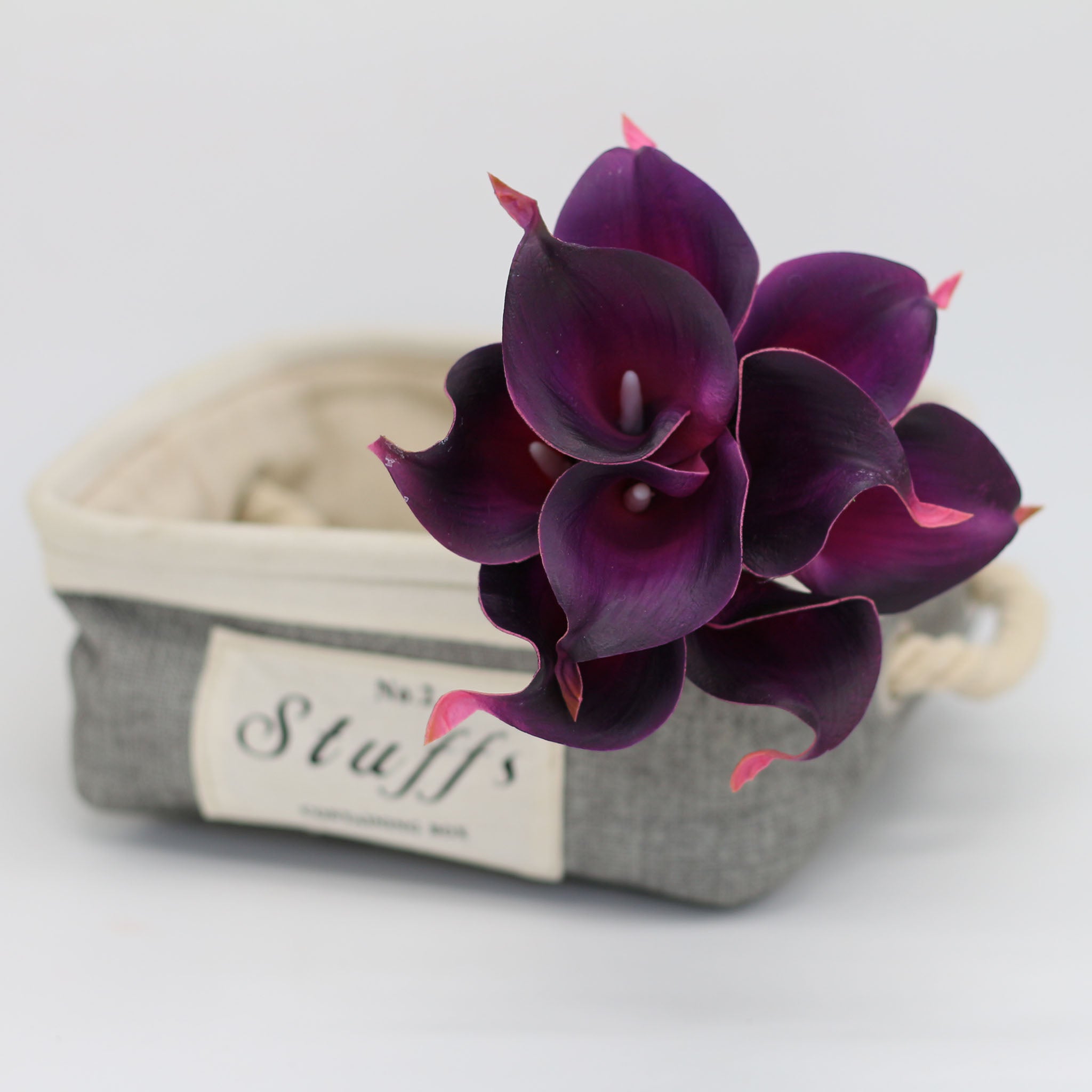 Eggplant Purple Real Touch Calla Lily Bouquet Latex