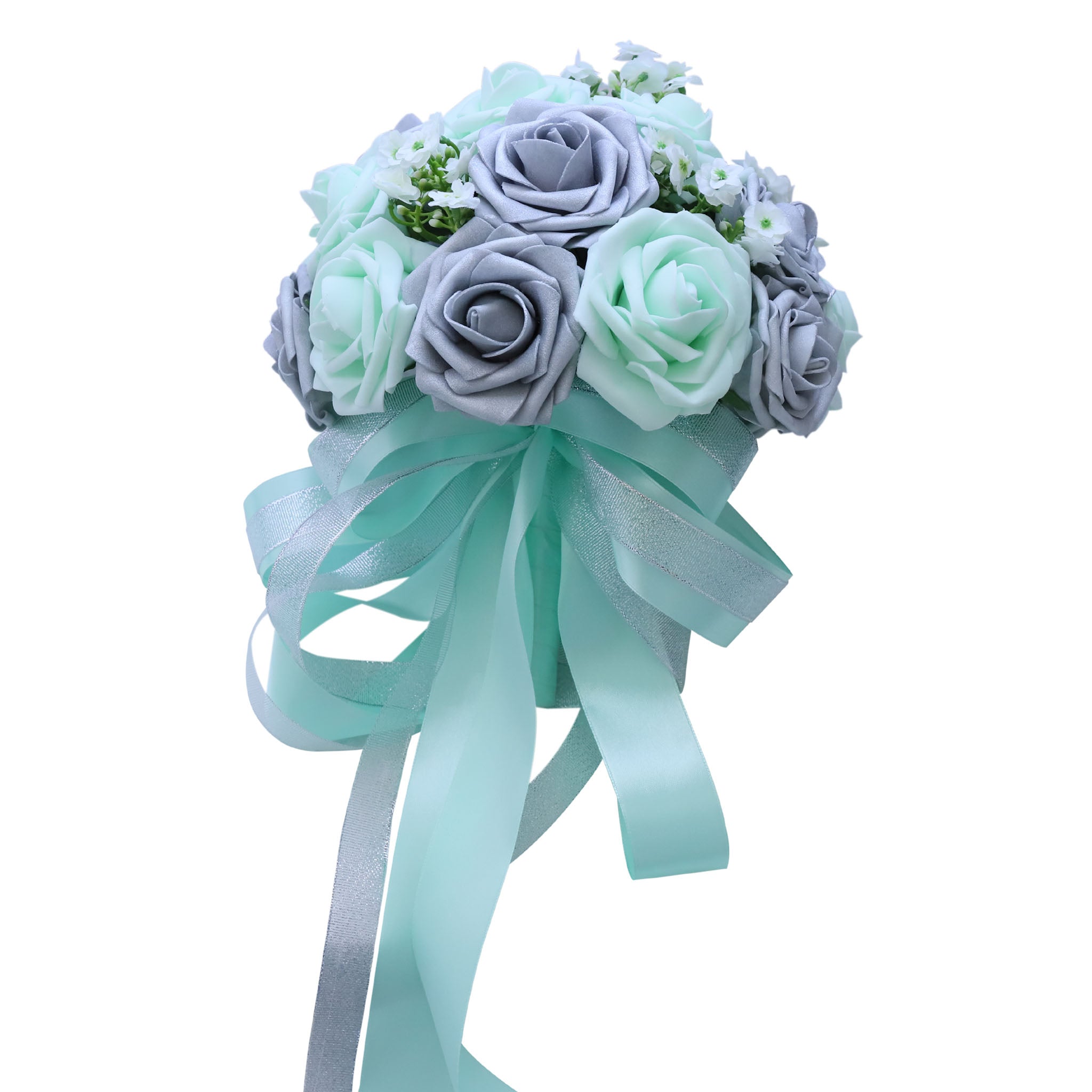 Silver Mint Bridal Bouquet Fake Flower Bouquet