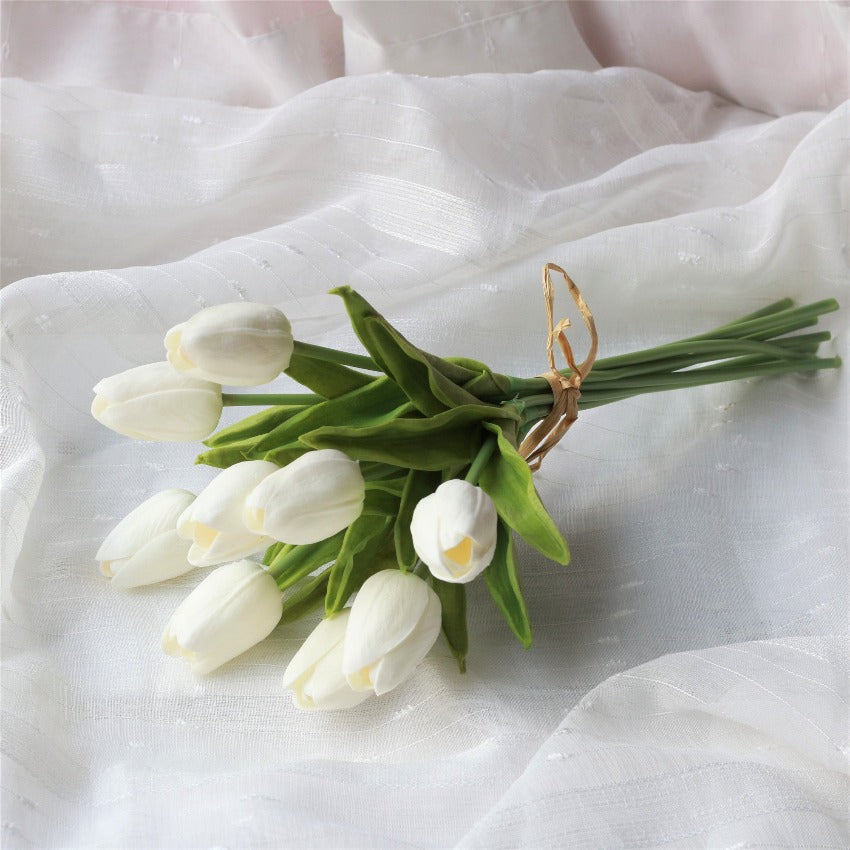 White Tulips Artificial Flowers for Wedding Bouquets DIY