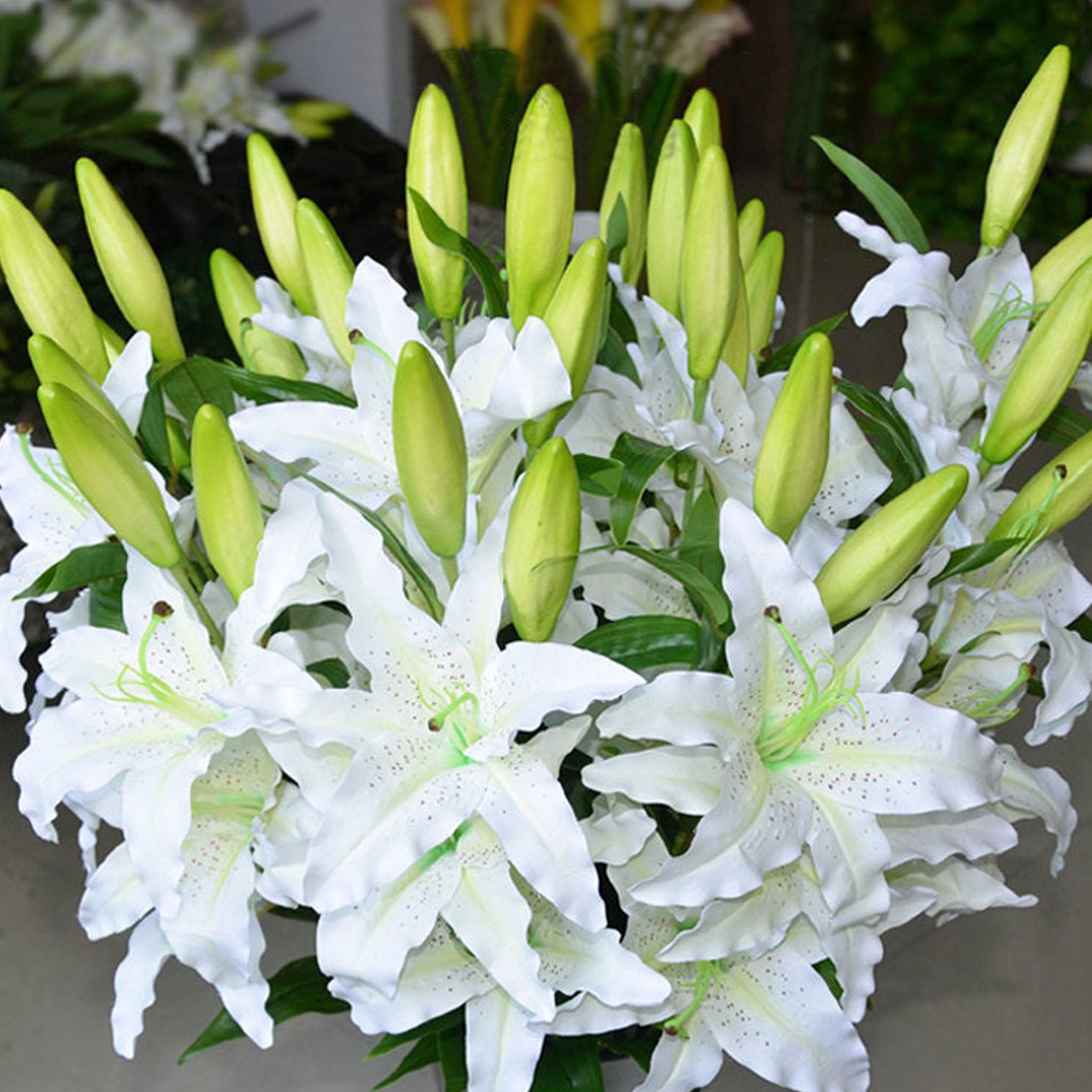 Artificial Flowers Pink White Tiger Lilies for Wedding Bouquet Centerpieces
