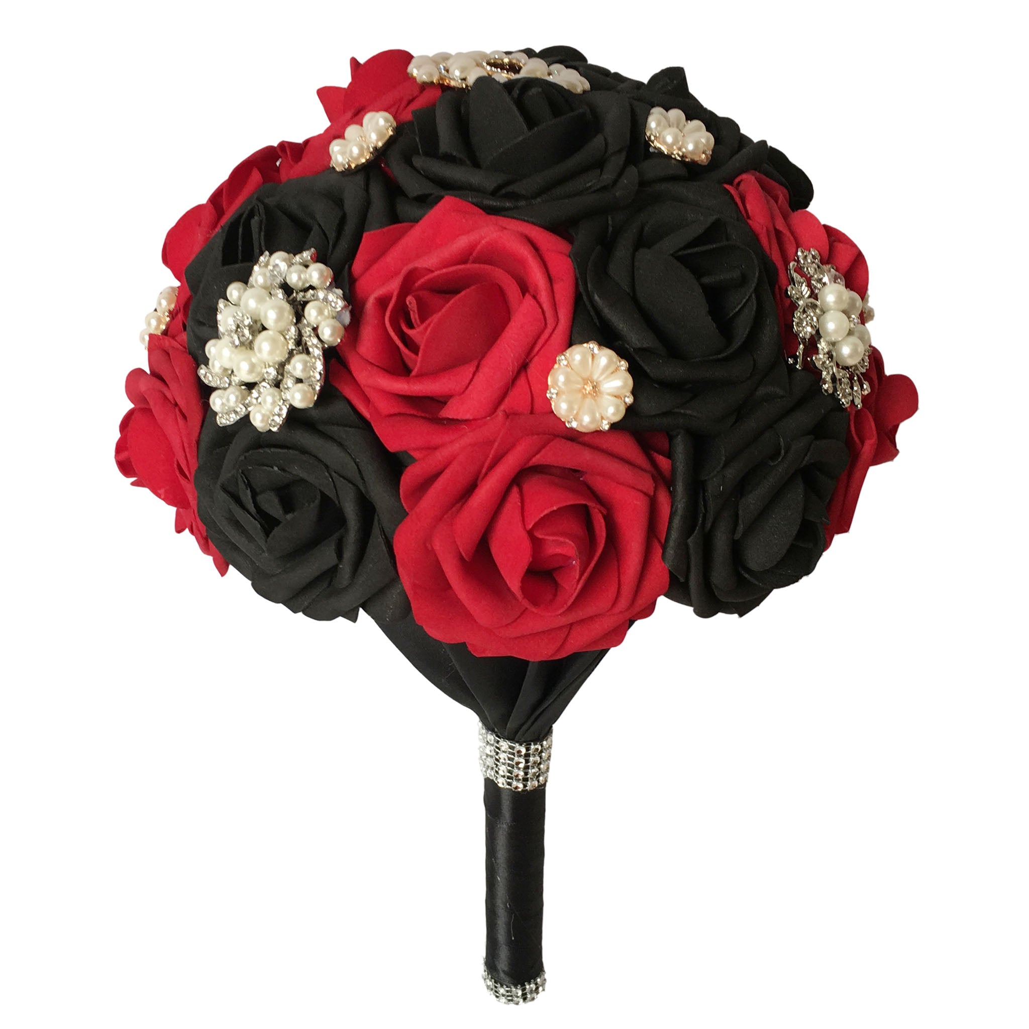 Dark Red White Black Roses Artificial Flower Bouquet