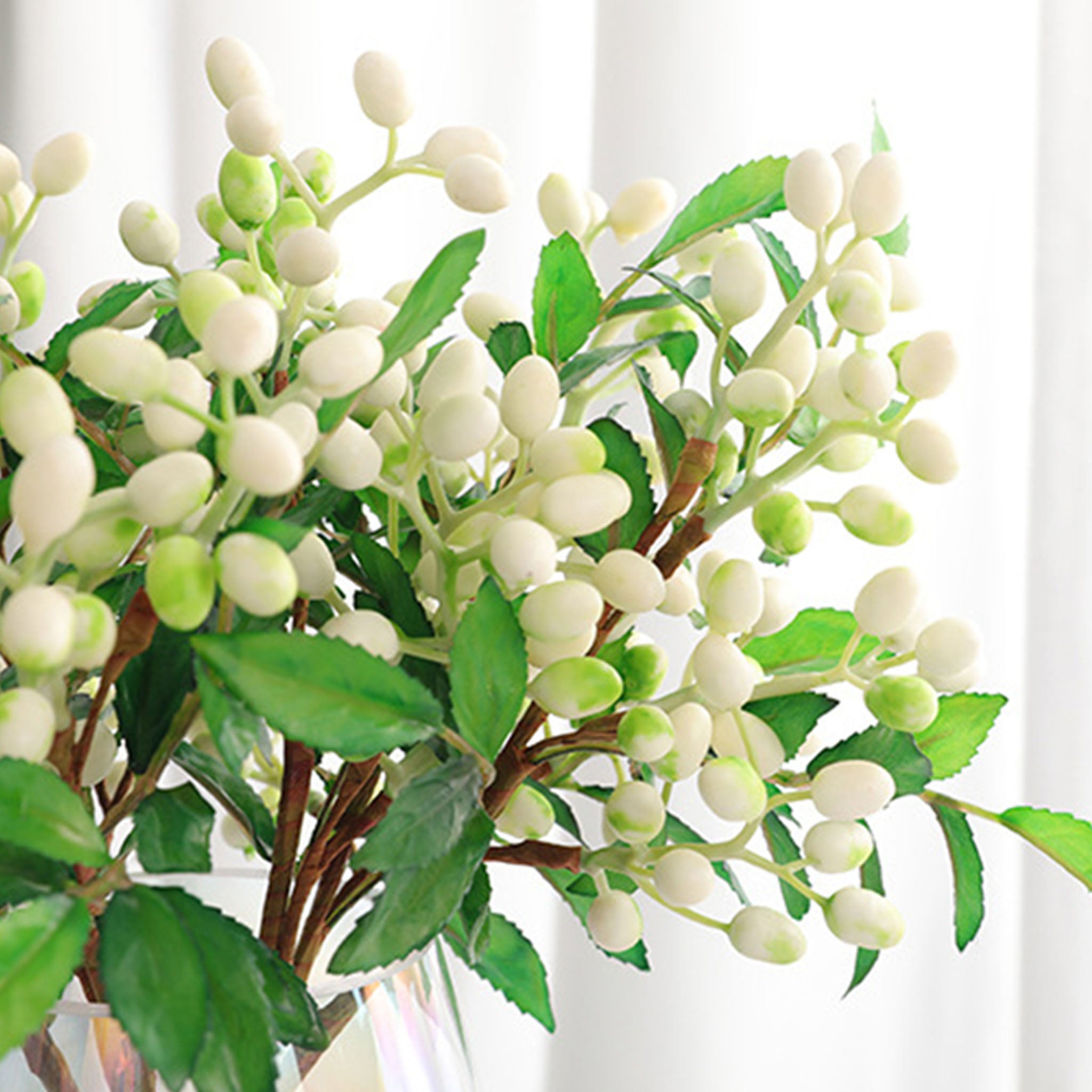 Faux Olive Berry Branch Blueberries with Leaves