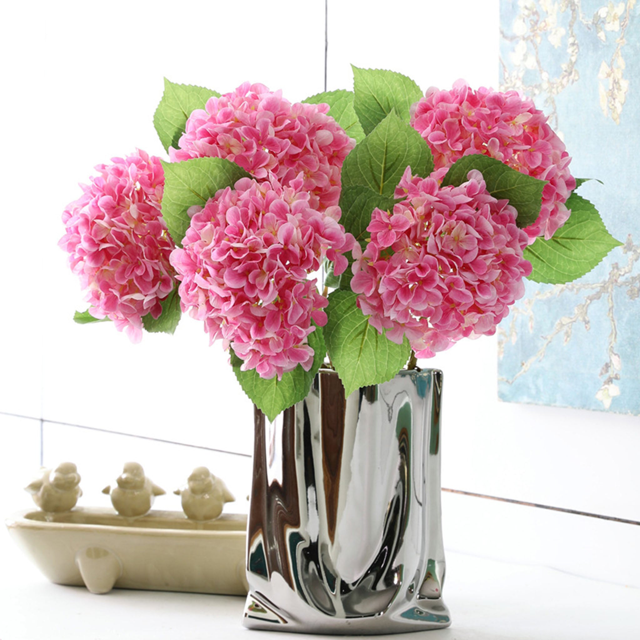 Realistic Fake Hydrangea Flowers 18"