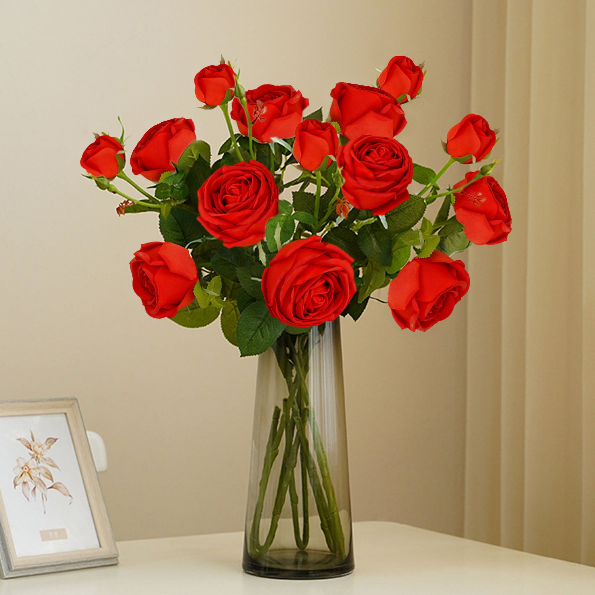 Real Touch Cabbage Roses Realistic Spray Flowers