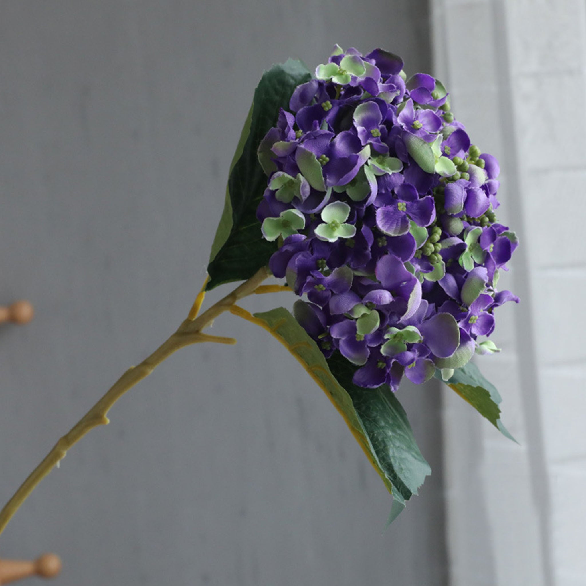 Dark Purple Hydrangea Artificial Flowers 5 Blooms