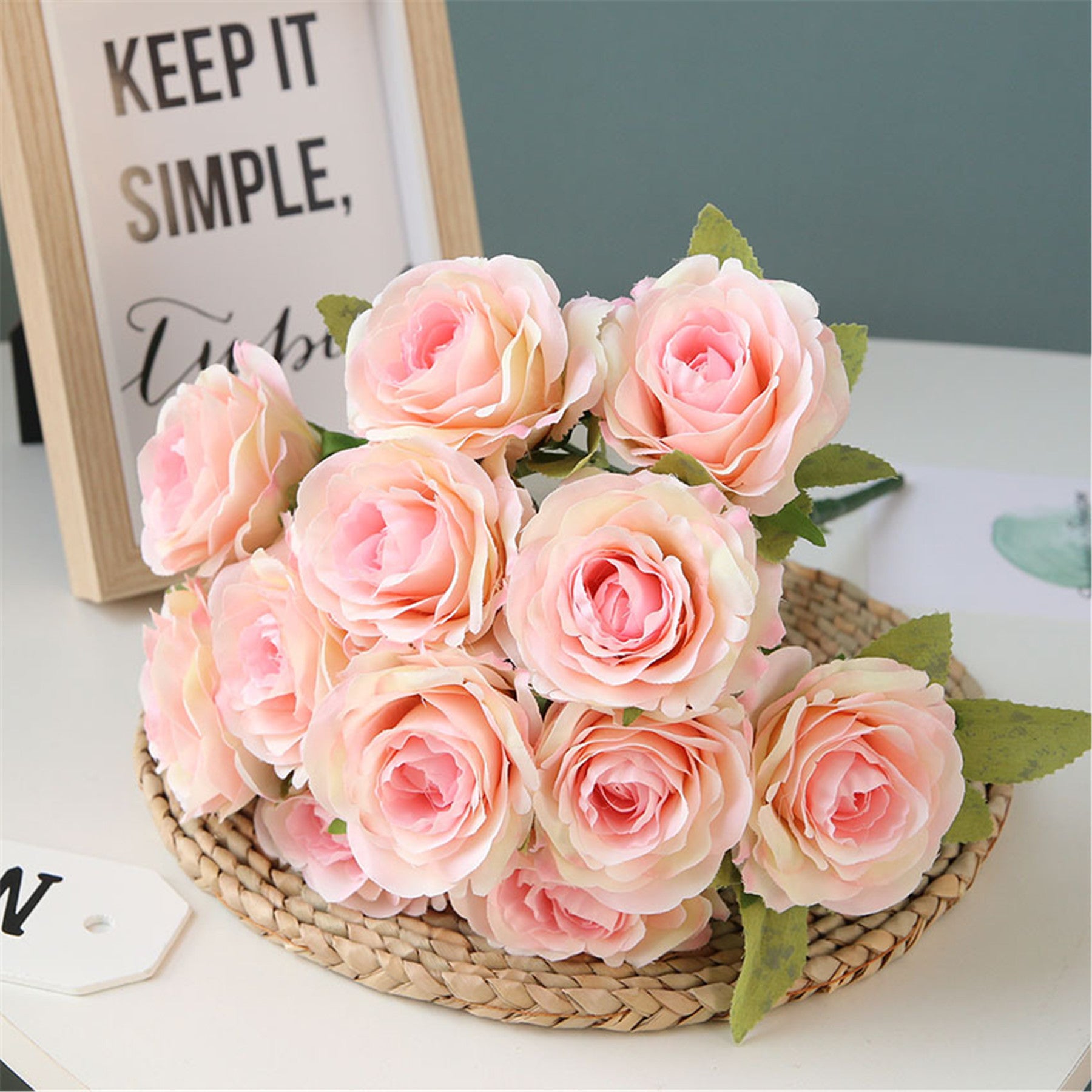 Silk Wedding Flowers Dusty Pink Cream Rose Bunches