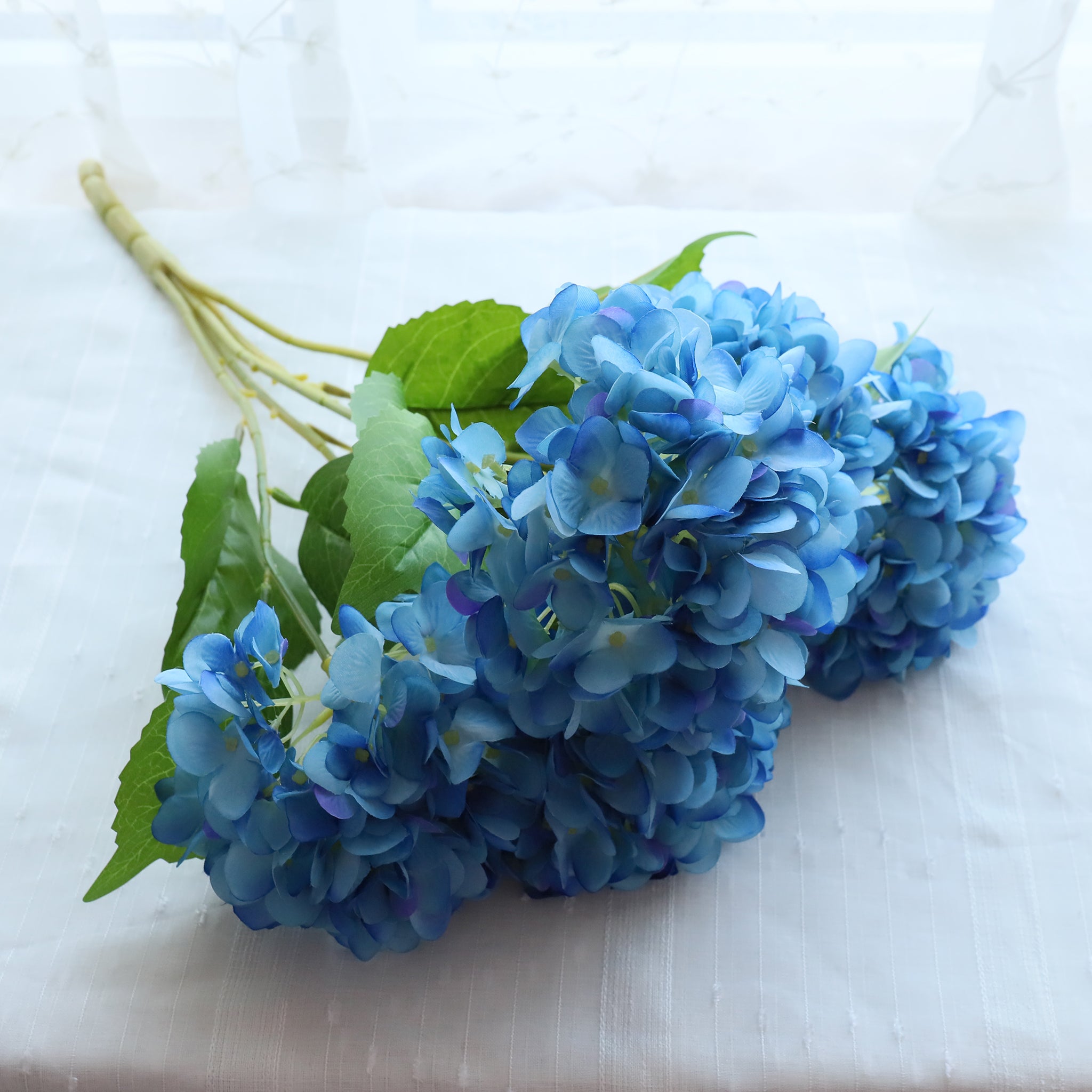 Fake Hydrangea Bush White Blue Teal Spa