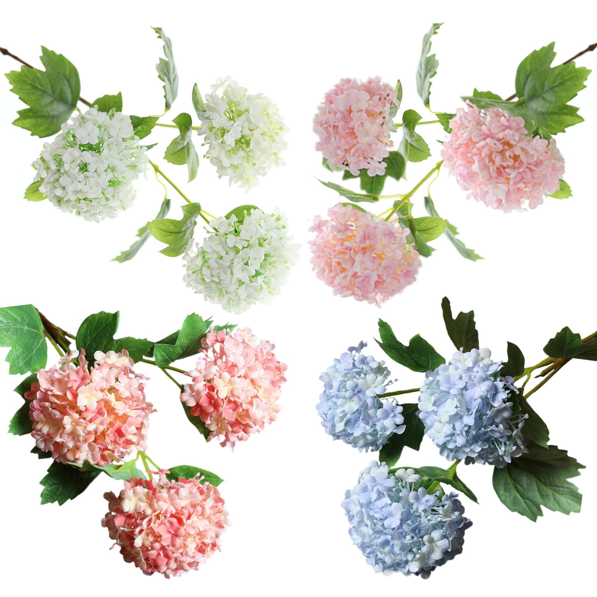Fake Hydreangea Snowball Flower Spray 32"