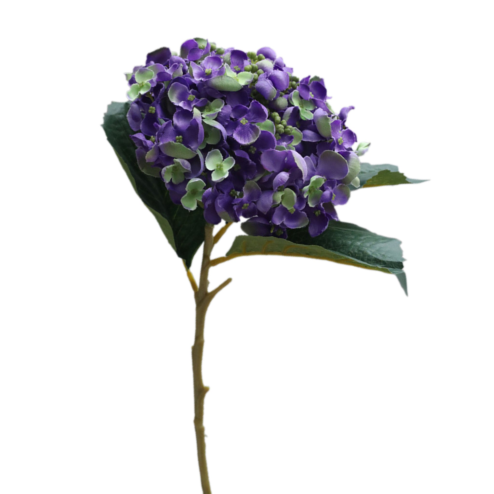 Dark Purple Hydrangea Artificial Flowers 5 Blooms