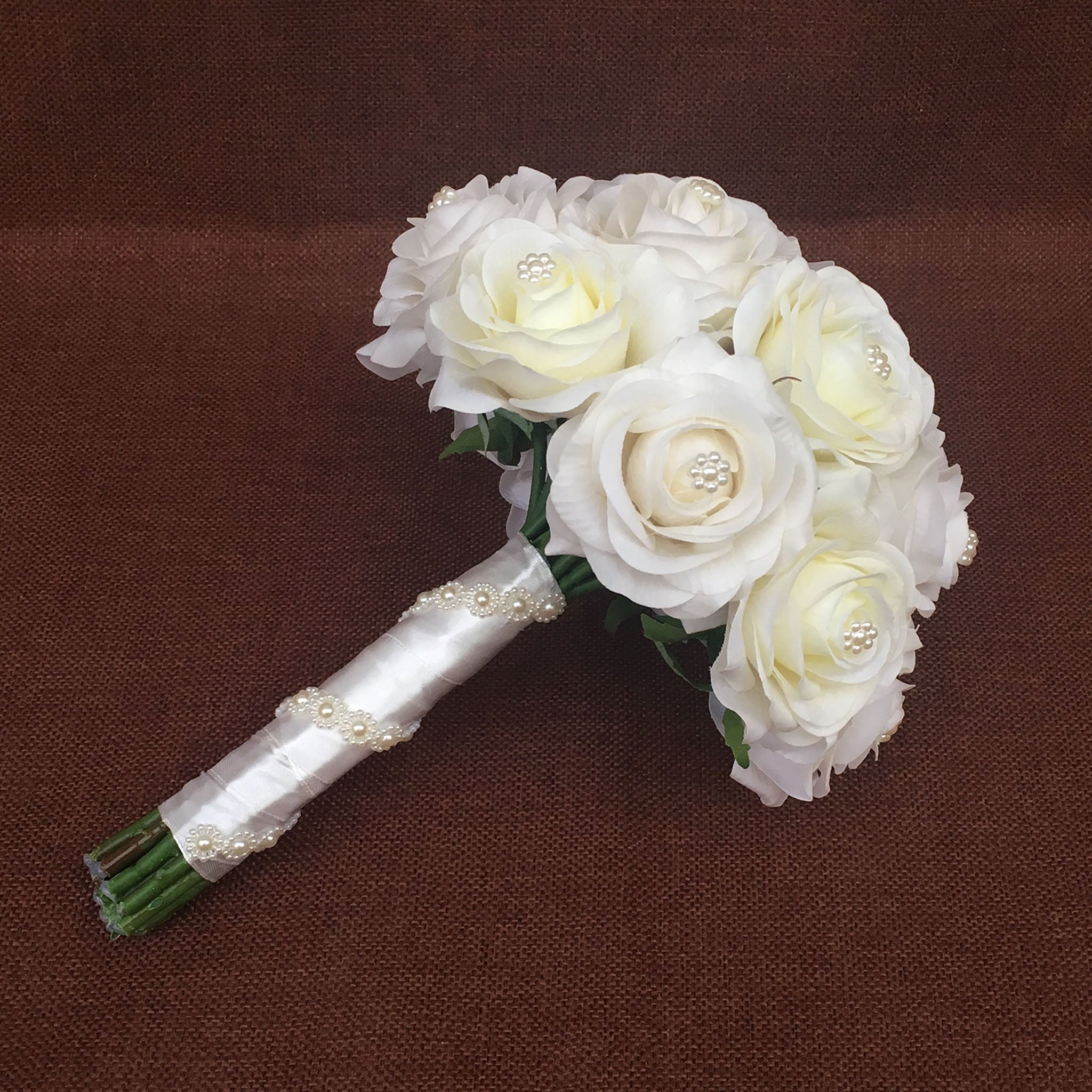 Groom Boutonniere Cream White Roses Flower Wedding Bouquet Bridal