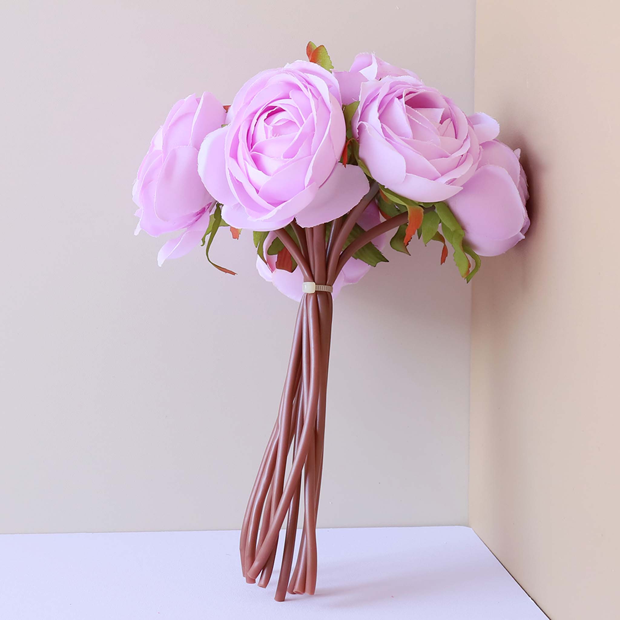 Silk Tea Roses Small Peony Wedding Flowers Bouquet