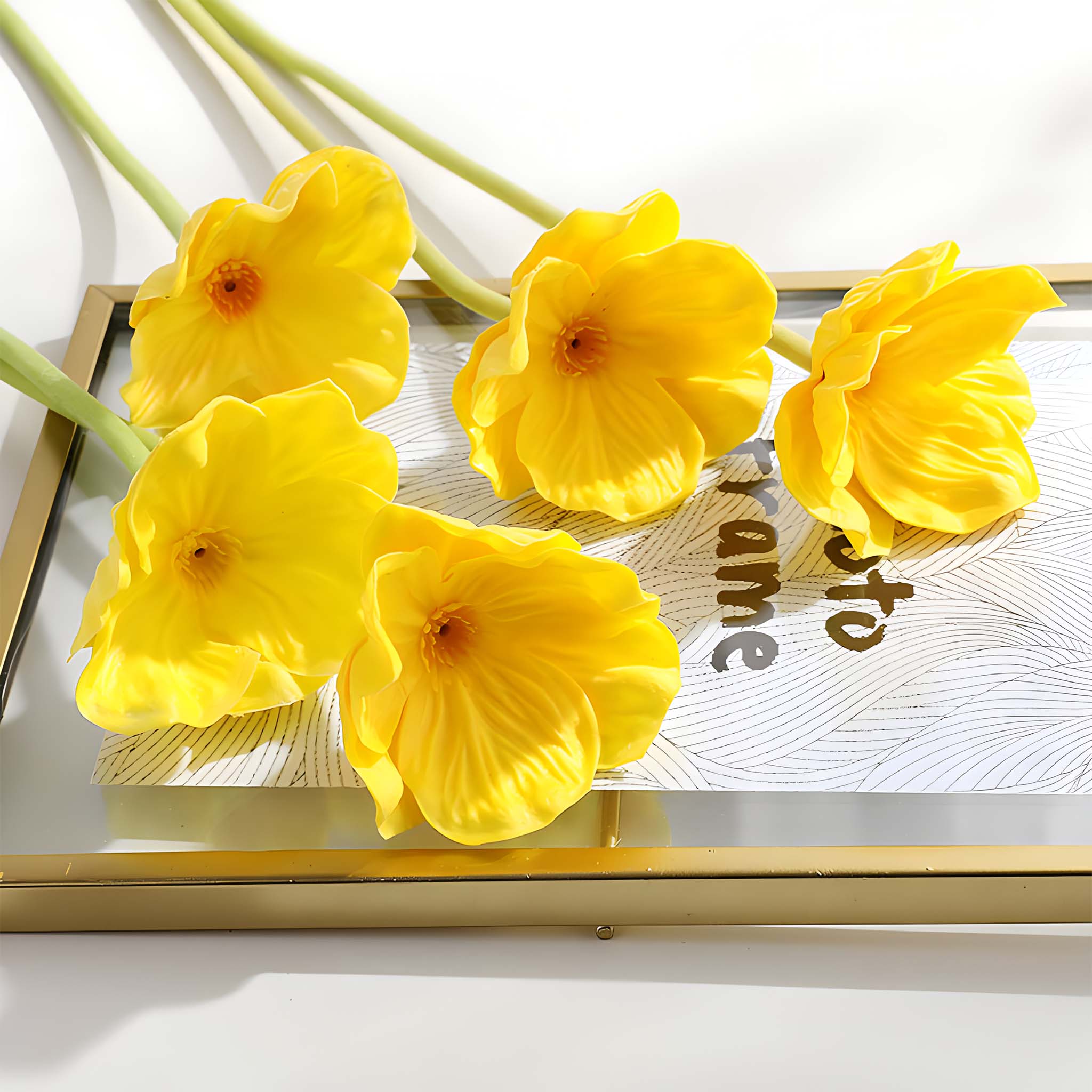 Yellow Poppy Flowers Artificial PU Poppies 10 Stems