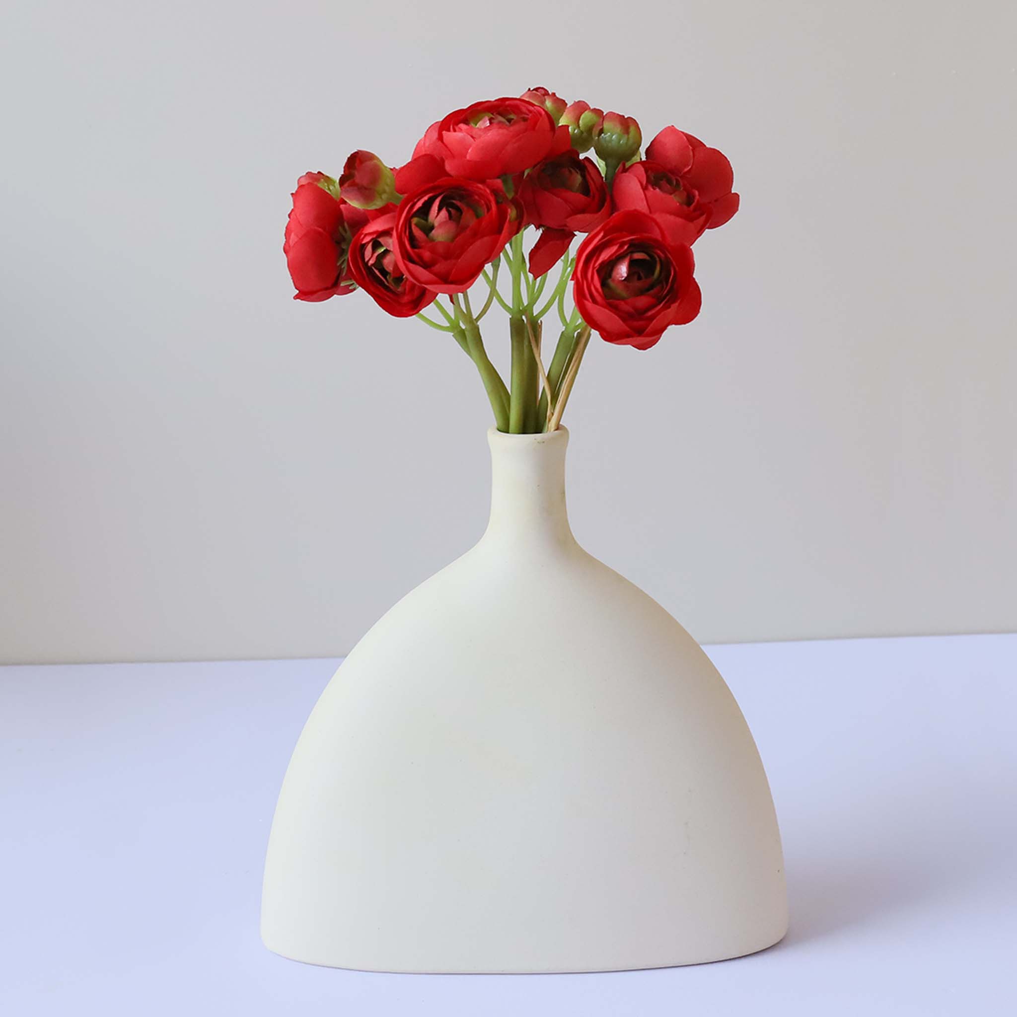 Red Ranunculus Bush Fake Silk Flower Bouquet