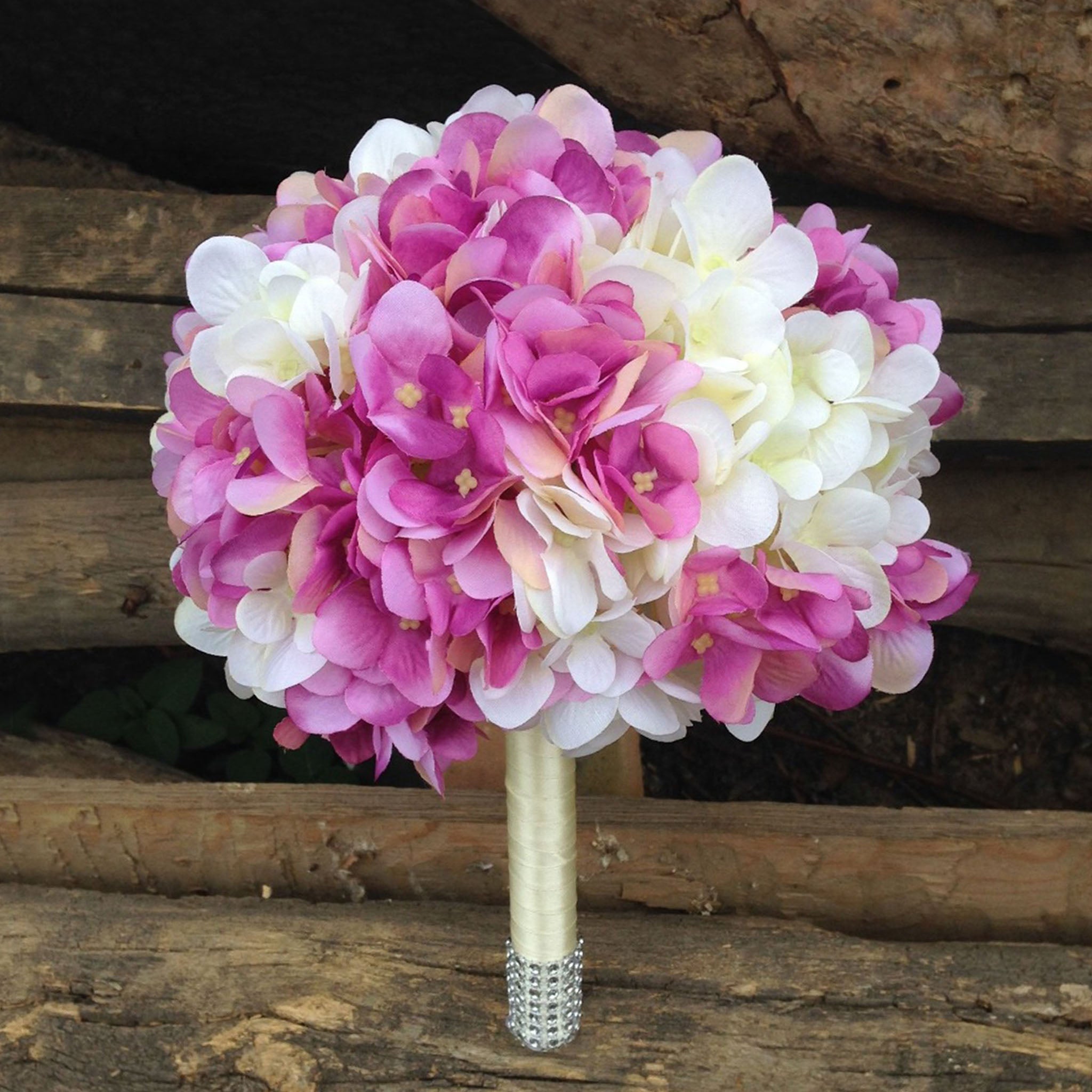 Purple and White Hydrangea Bouquet Wedding Floral Arrangement