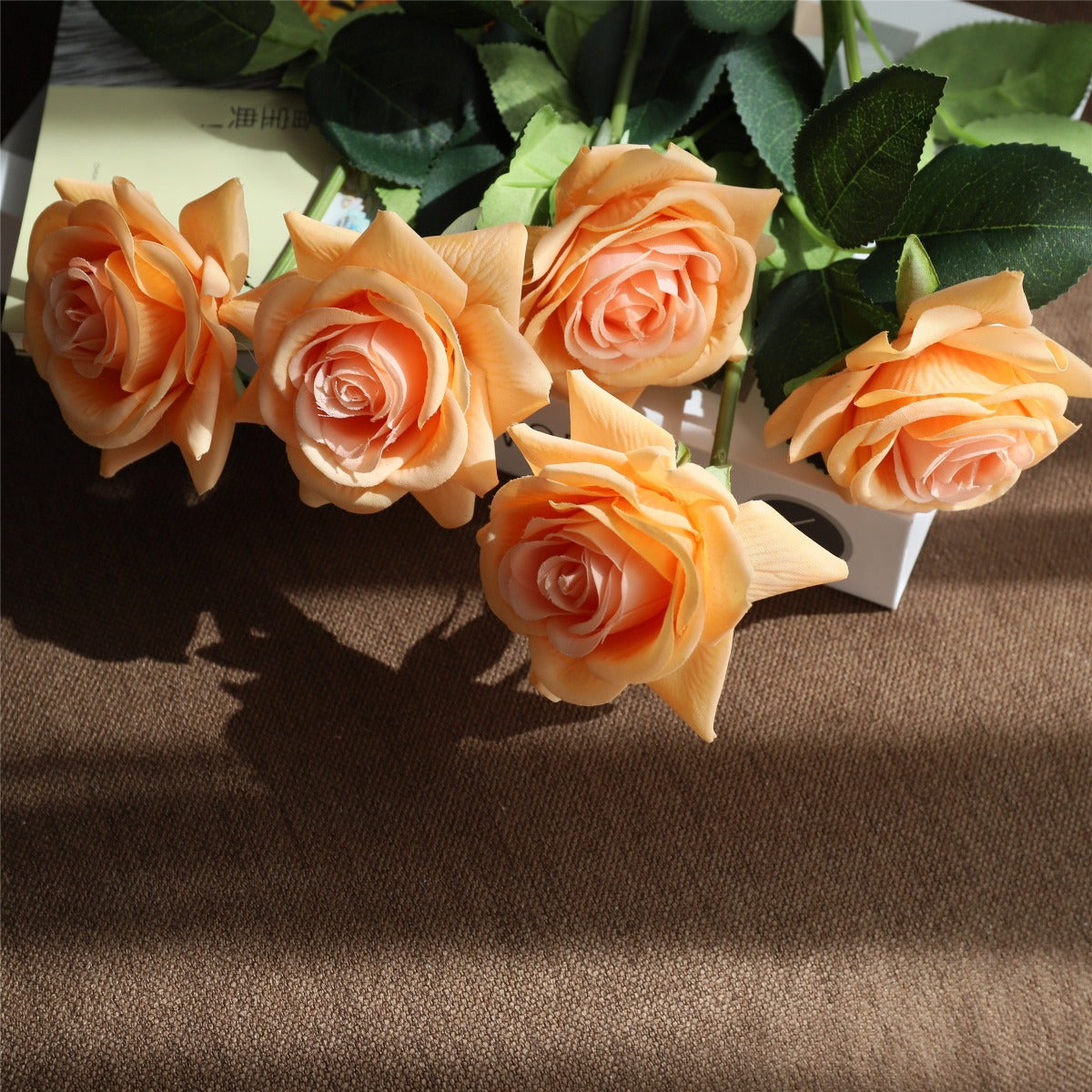 Fall Wedding Flowers Orange Latex Silk Roses 10 Stems
