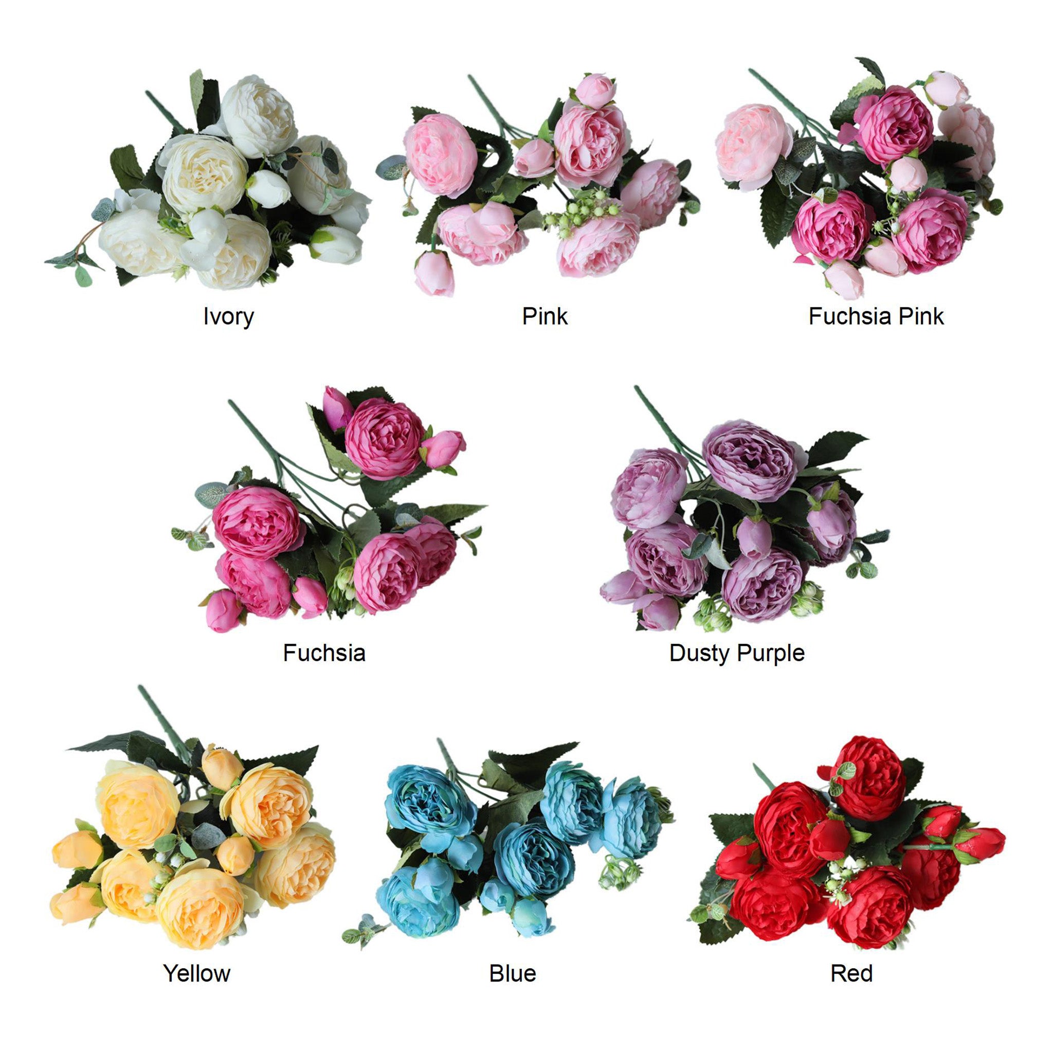 Small Silk Peony Bouquet Fake Flowers Bunches for Wedding