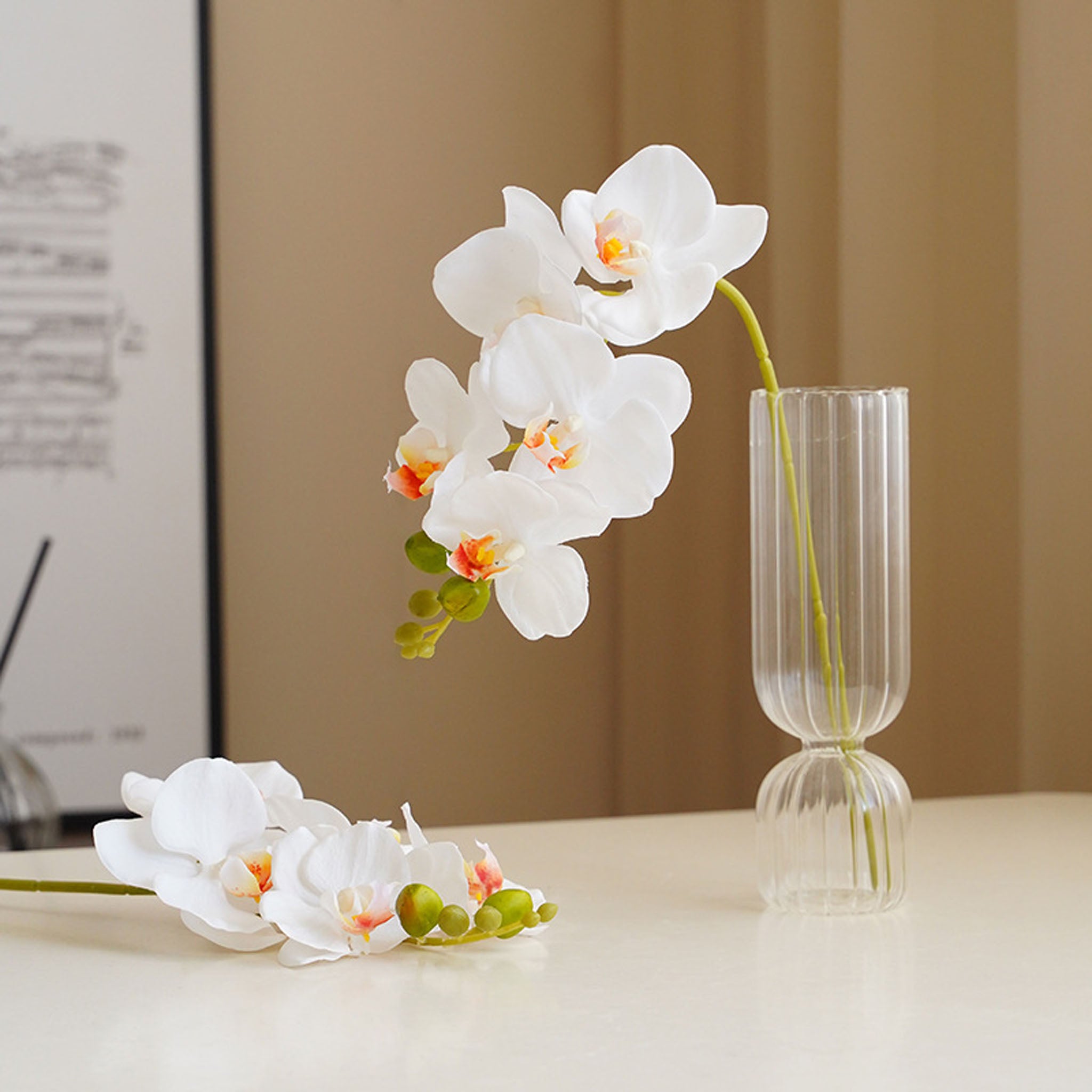 Small Artificial Orchid Flower Stem 18 inch
