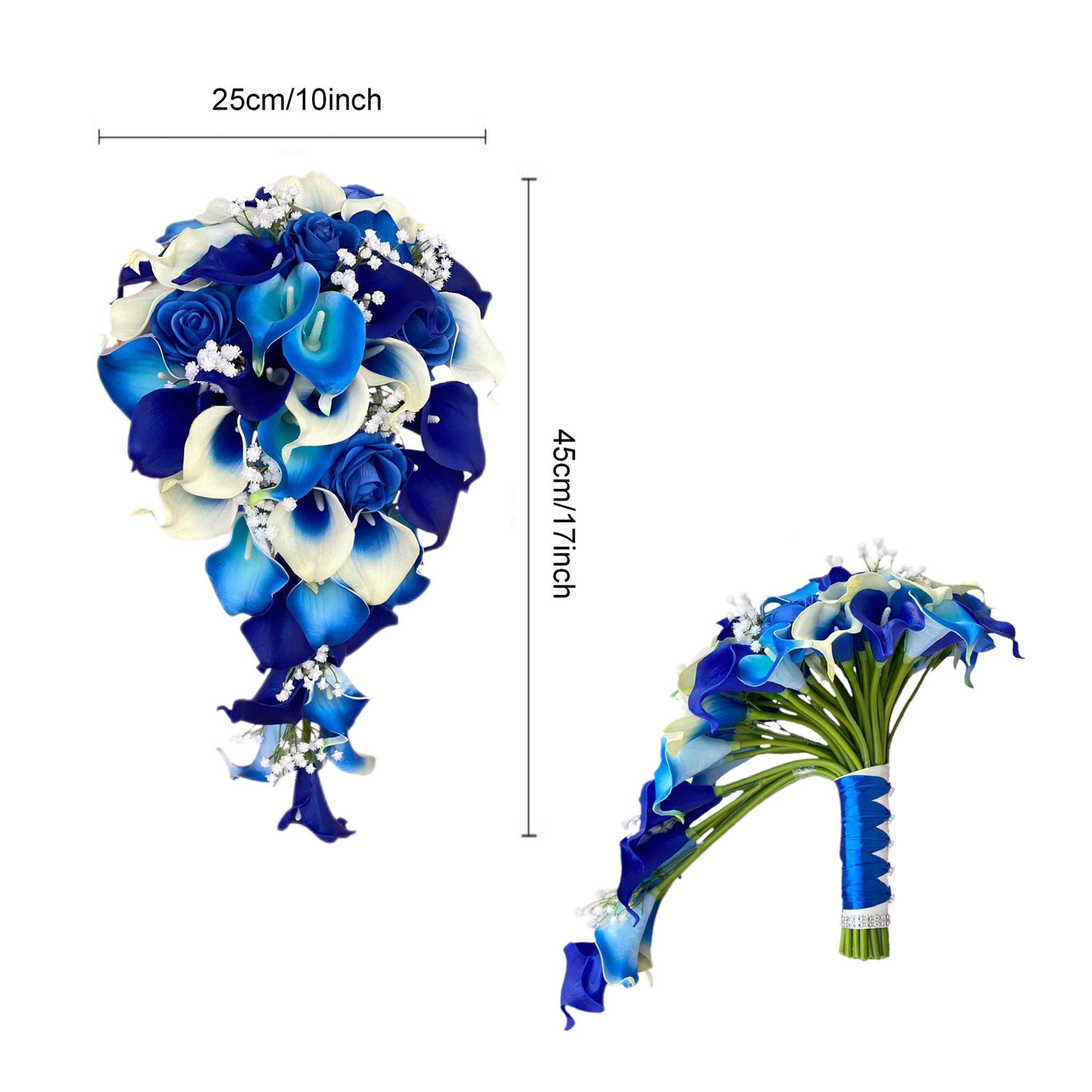 Royal Blue Calla Lily Cascading Bouquet