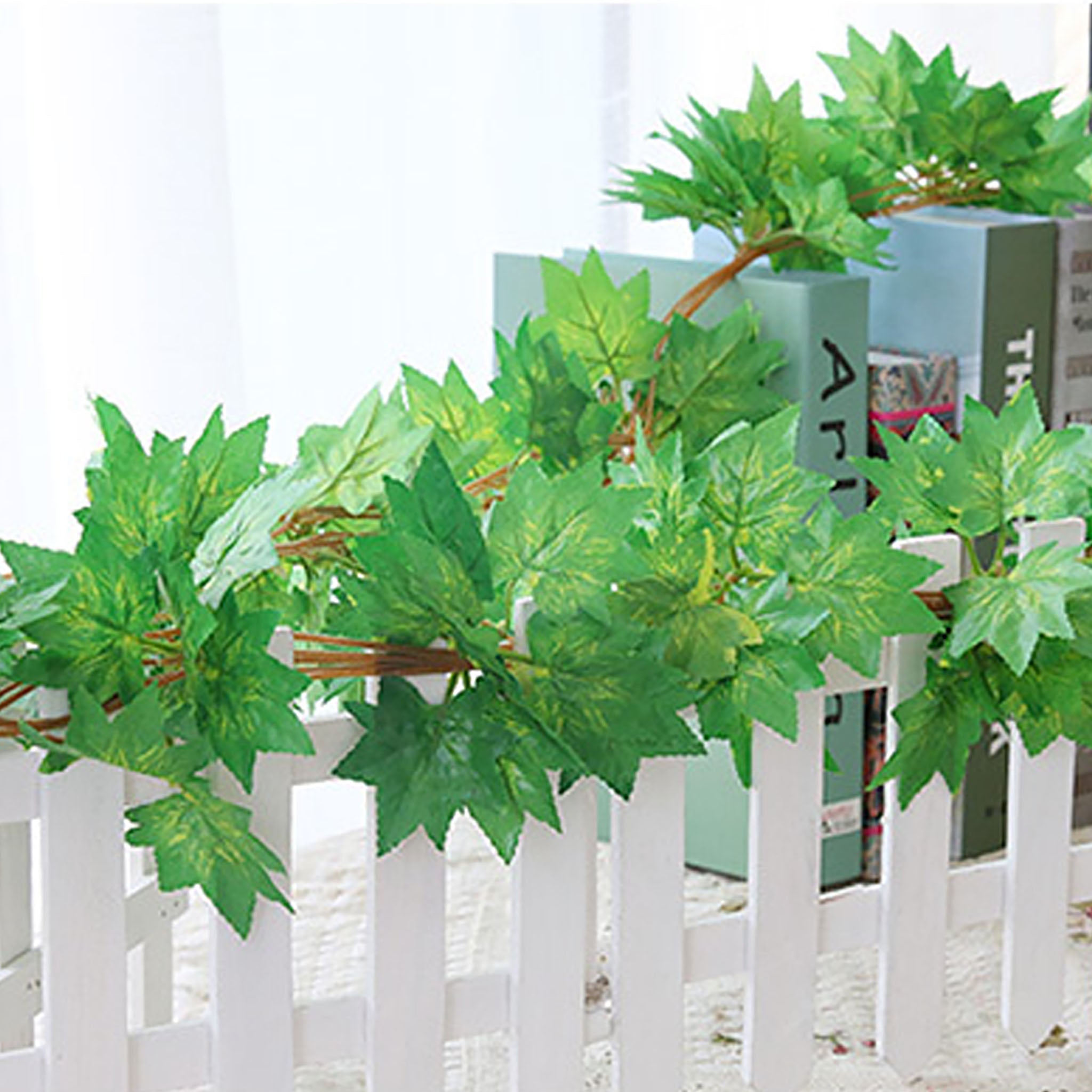 Artificial Green Maple Leaf Garland for Wall Decor