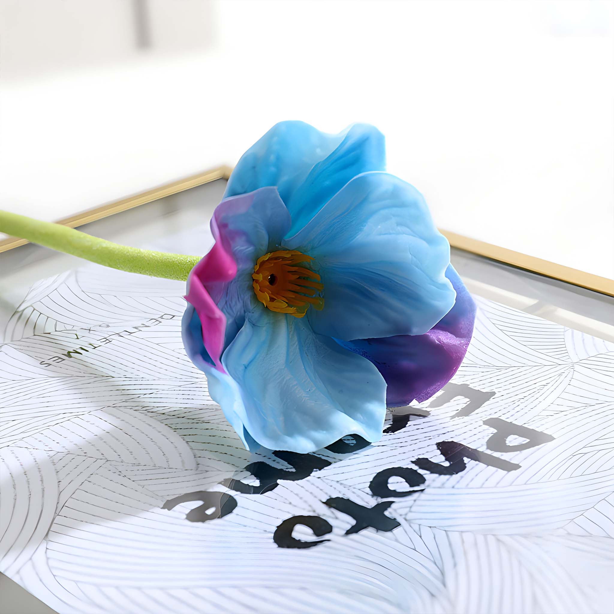 Blue Purple Fake Poppy Wedding Flowers